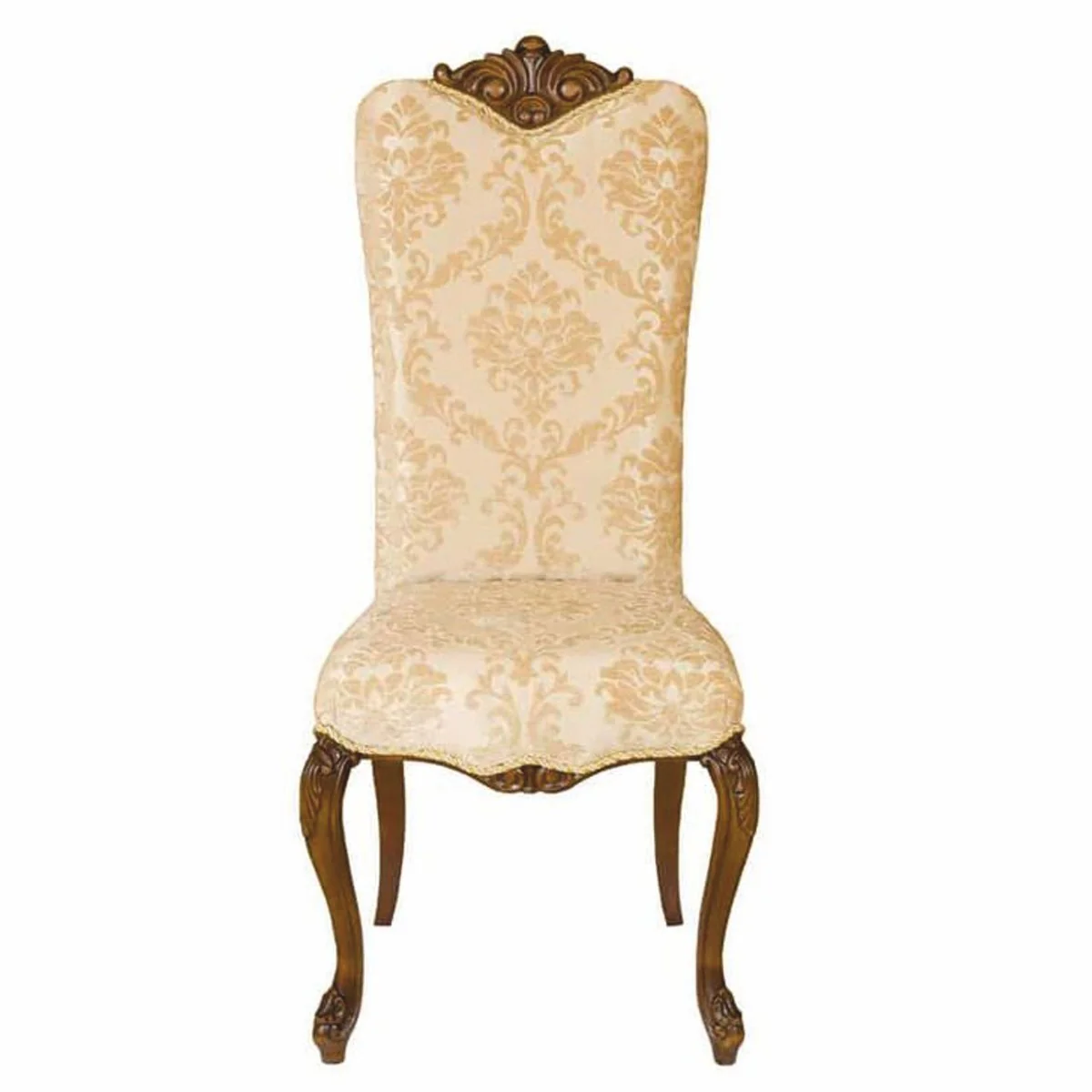 Luxury Baroque Dining Room Chair Beige / Dark Brown H. 120 cm - Baroque Furniture