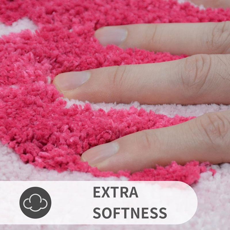 Fluffy Flocking Shaggy Rectangle Water Absorbent Non Slip Mats Design Microfiber Bathroom Mat Bath Rugs