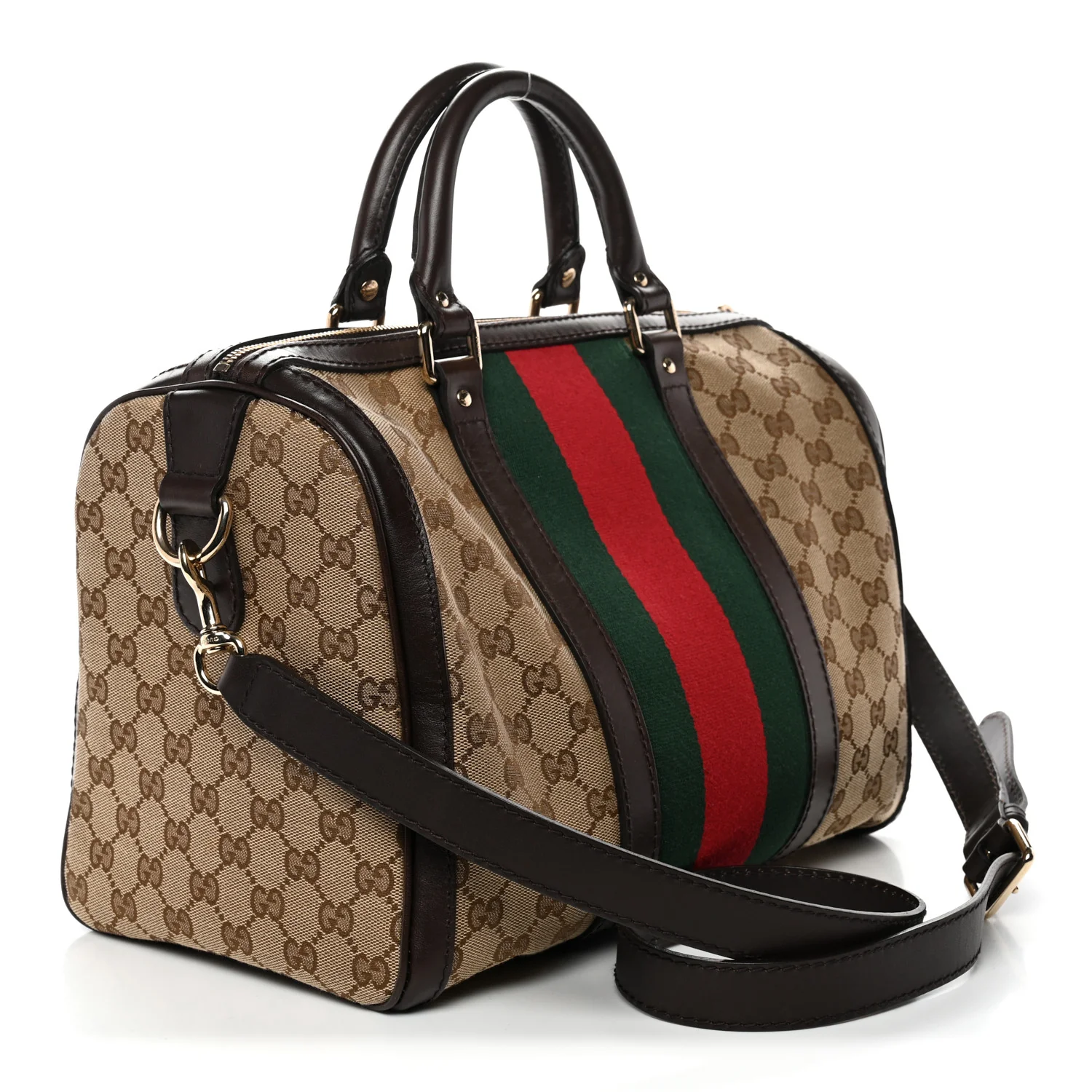 Monogram Vintage Web Medium Boston Dark Brown - Top Club