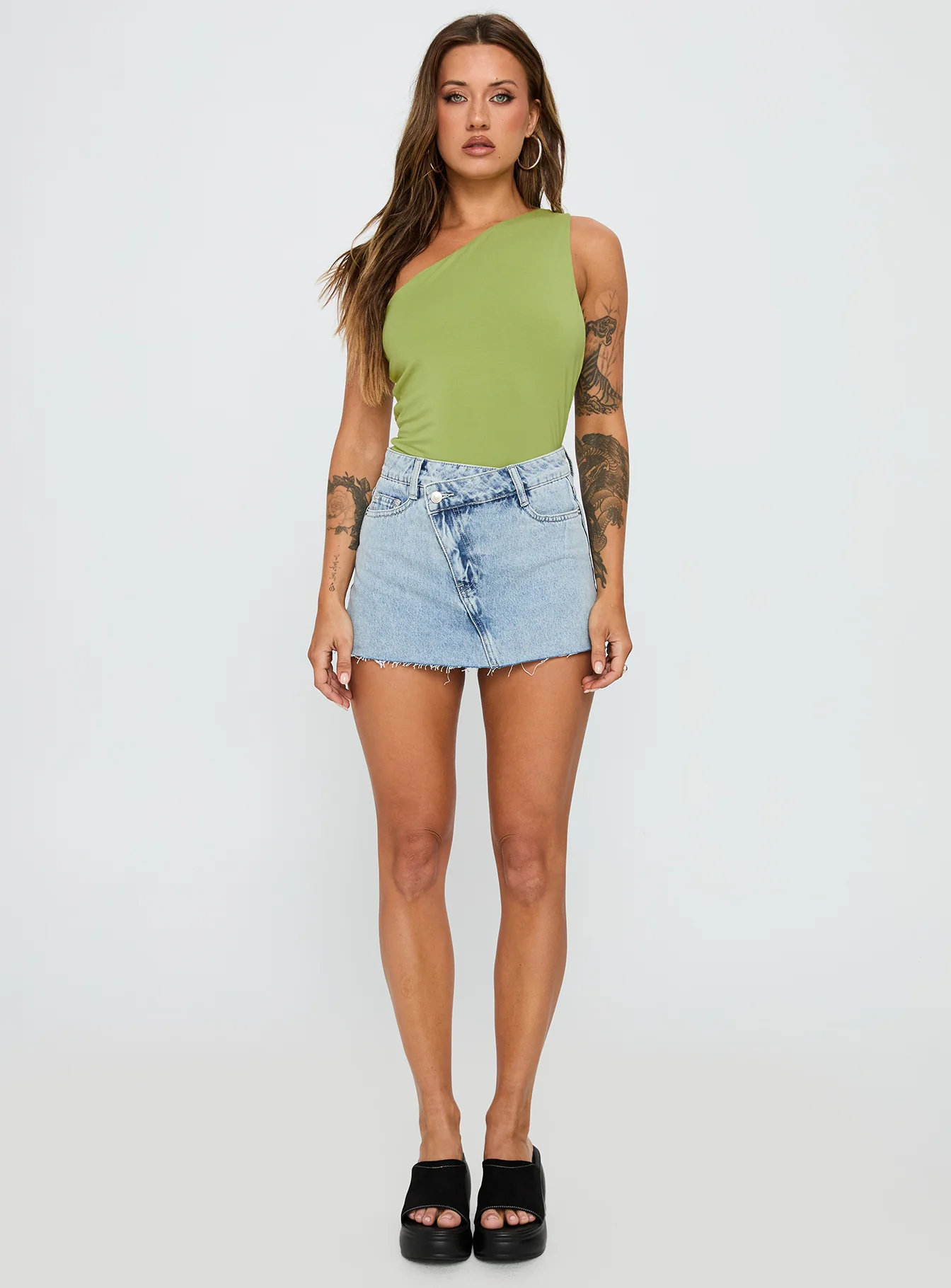 Ferrera One Shoulder Bodysuit Green