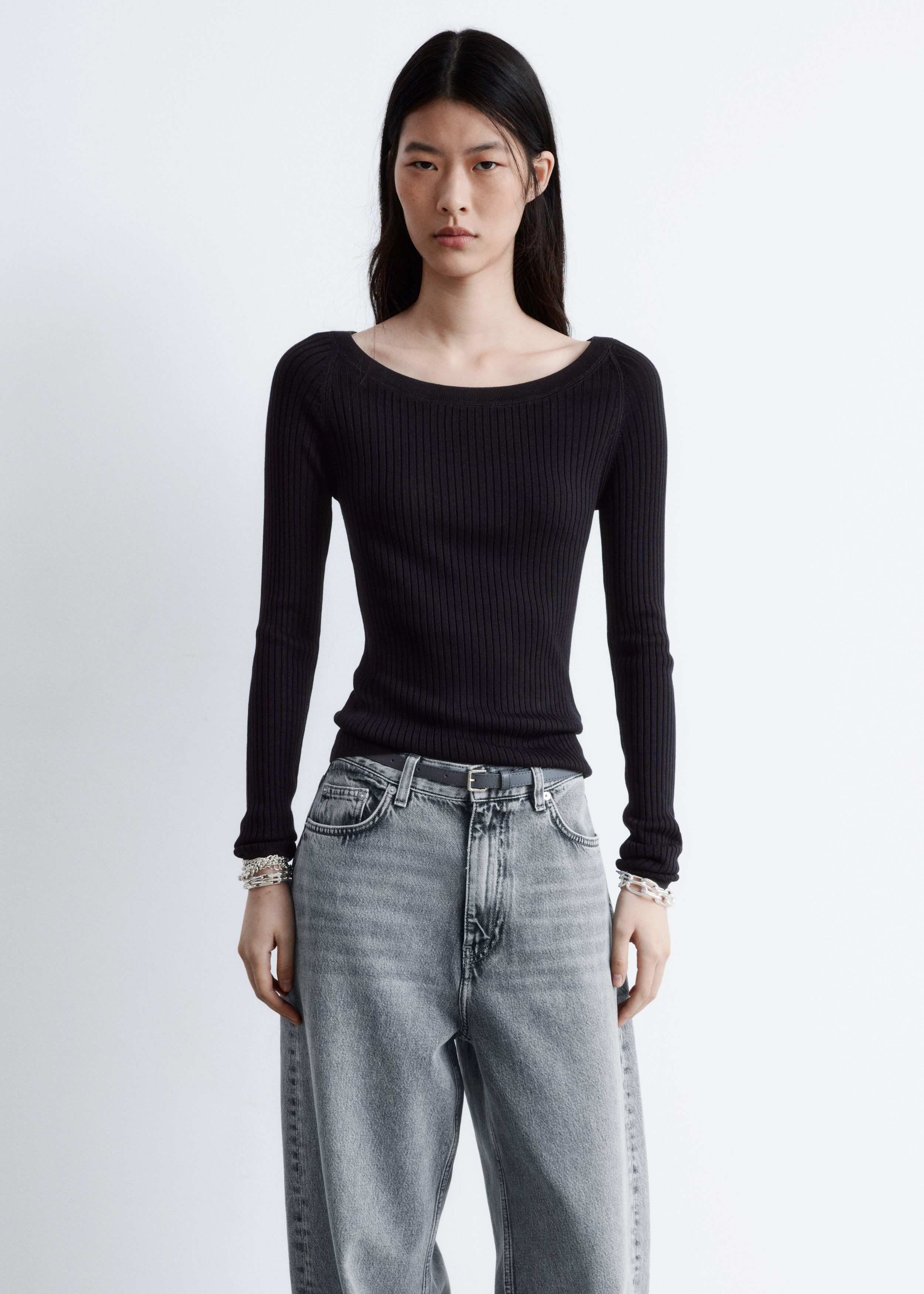 & Other Stories BOAT-NECK RIB-KNIT TOP