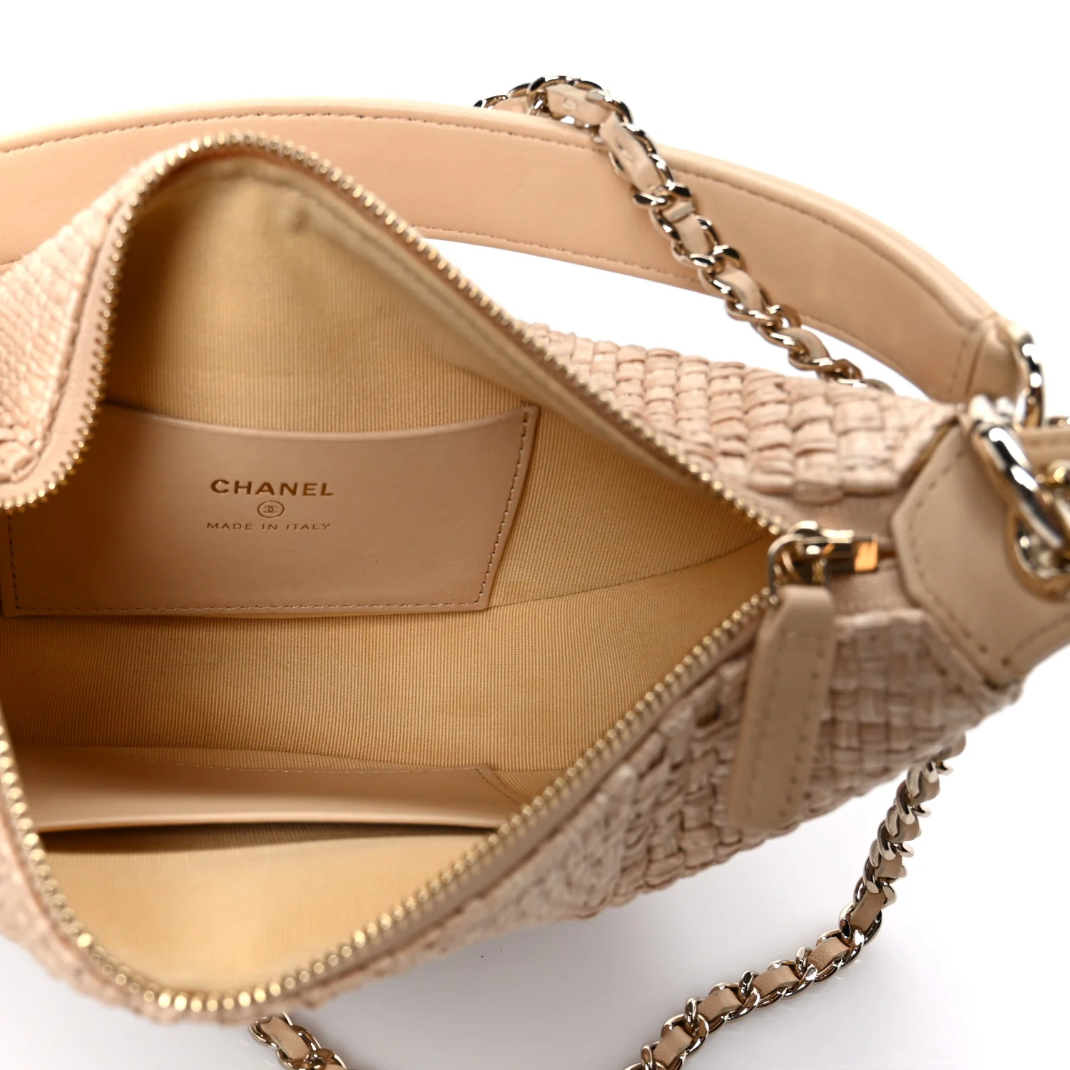 Raffia Other Shape With Chain Beige - Top Club