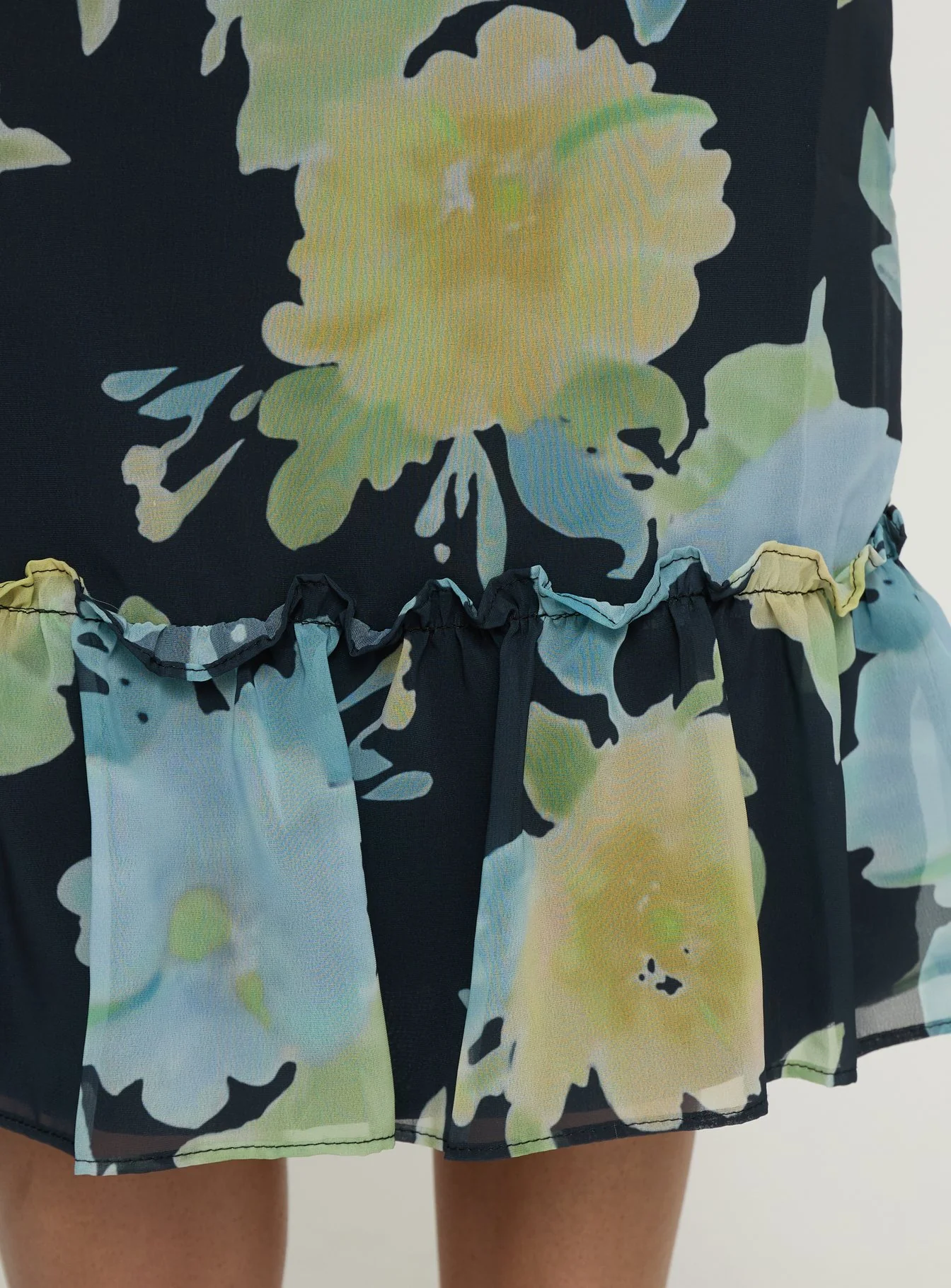 Tarla Midi Skirt Crystal Black Flower