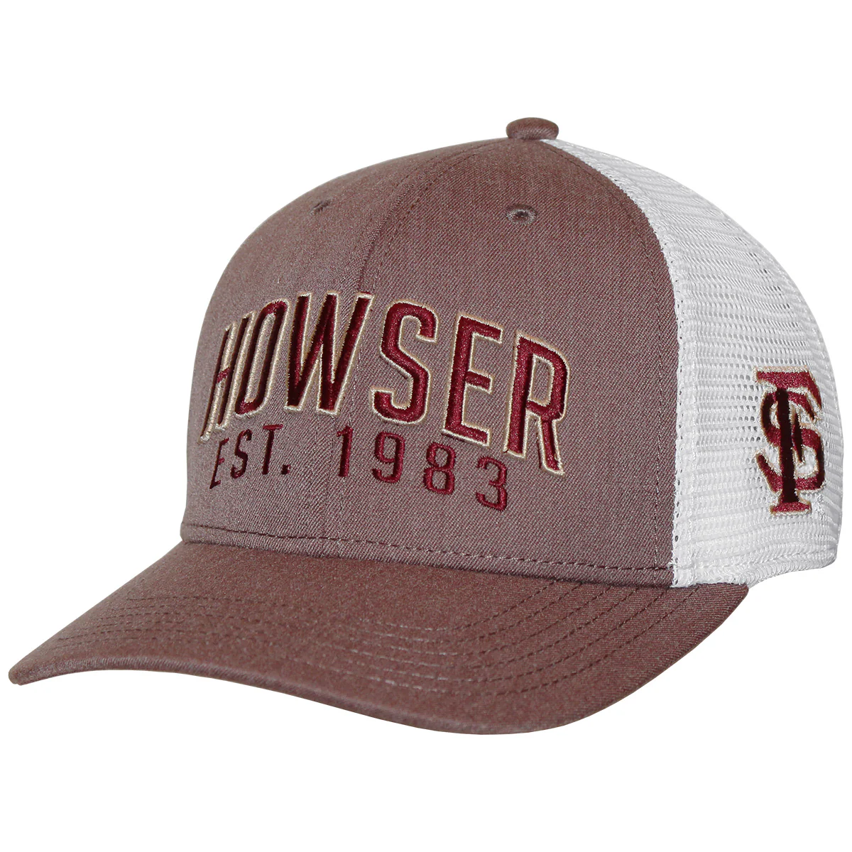 League Men's Howser/FS Design Adjustable Mid Profile Trucker - Melange Brown/White - MoB Apparel