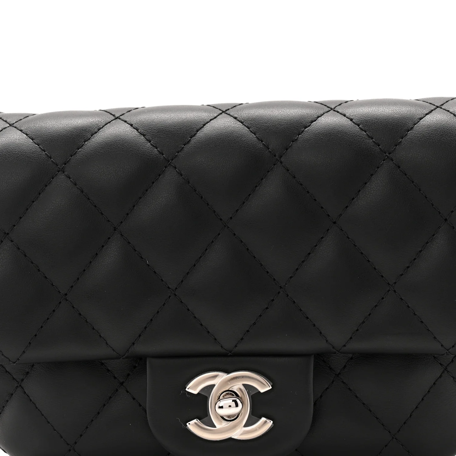 Calfskin Quilted CC Uniform Flap Belt Bag Black - Top Club