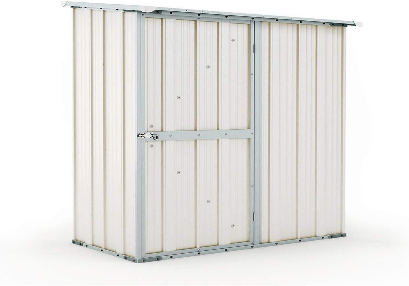 Box in Acciaio Zincato Casetta da Giardino in Lamiera 1.74 x 1.00 m x h1.82 m - 43 KG – 1,74 metri quadri (Bianco)