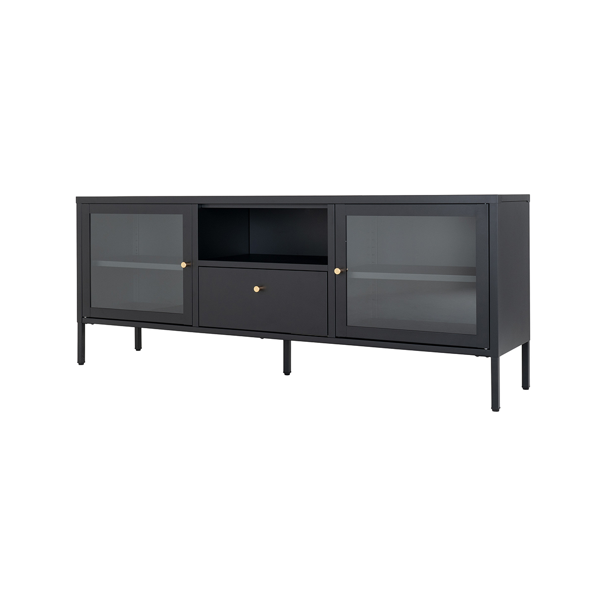 Metalen tv-meubel James - 160 x 35 cm Zwart