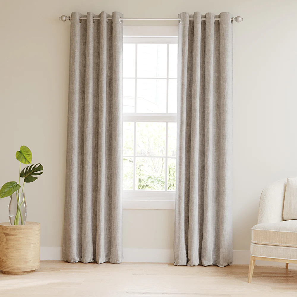 Total Blackout Linen Blend Grommet Curtains
