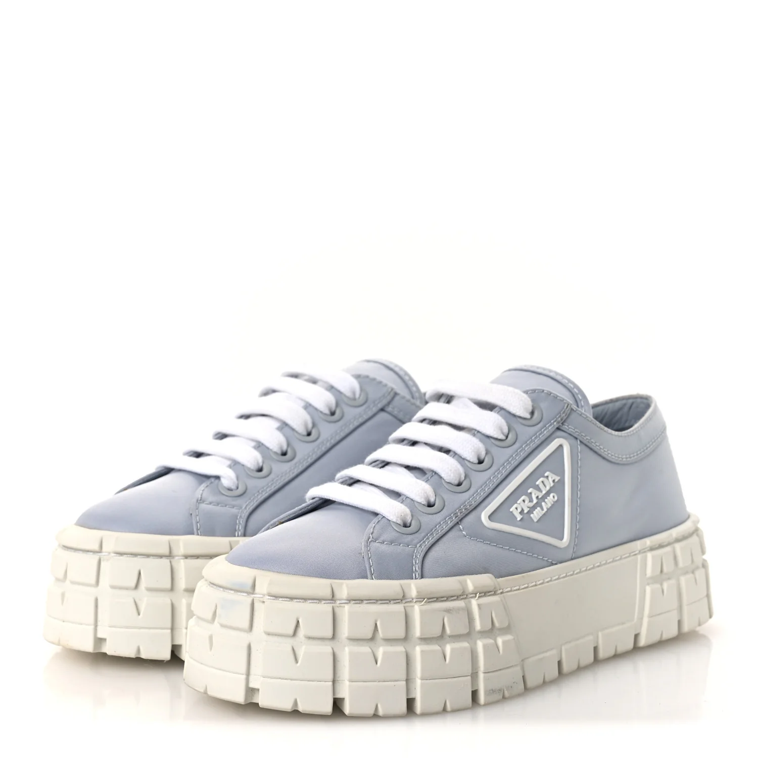 Re-Nylon Gabardine Triangle Logo Double Wheel 50mm Sneakers 38 Cielo - Top Club