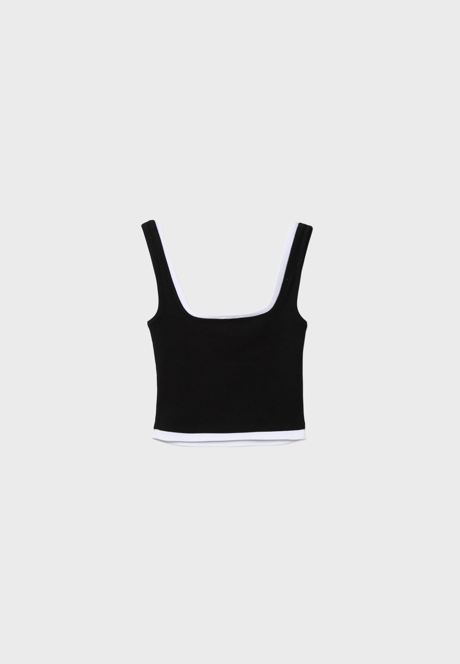 TWO-PIECE EFFECT SQUARE NECKLINE TOP