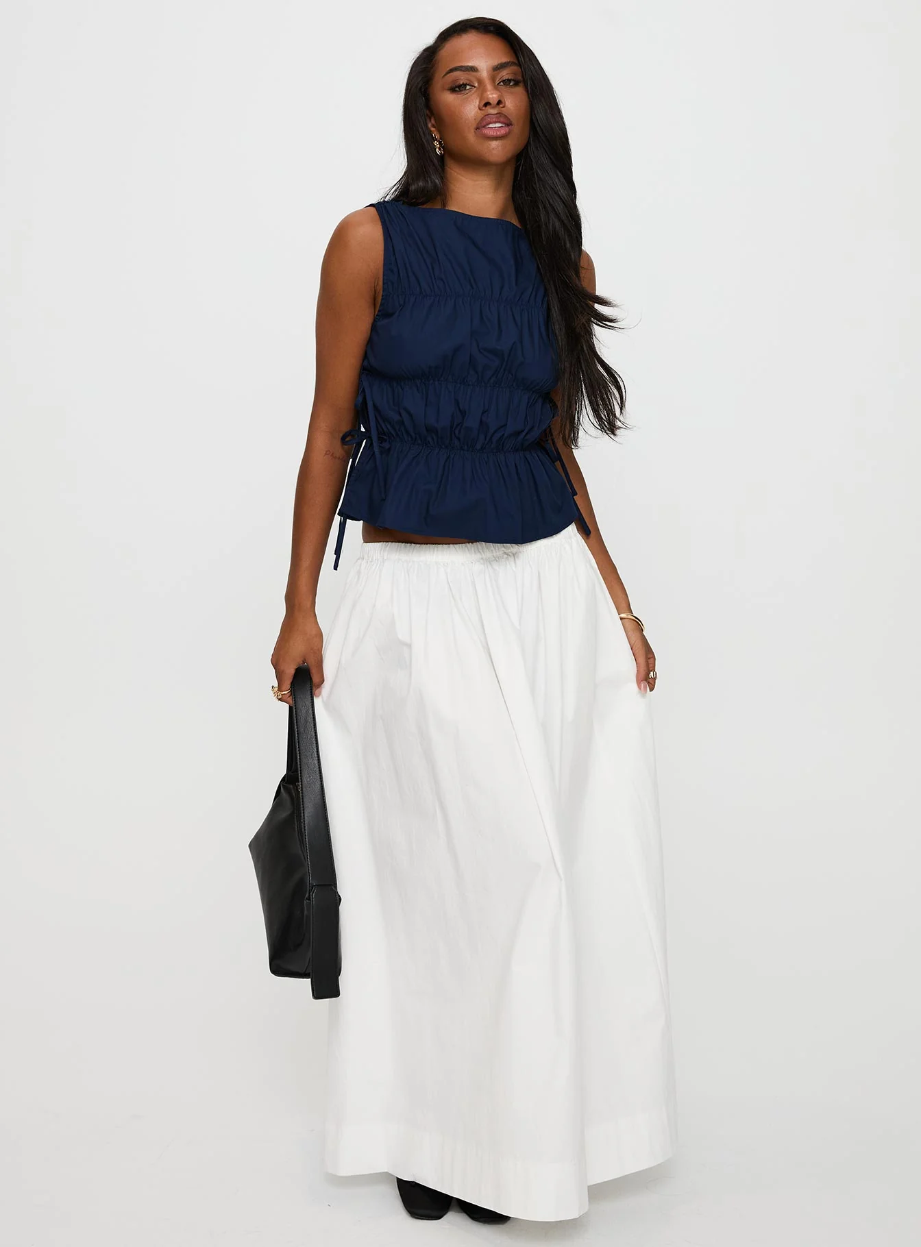 Endless Summers Tie Side Top Navy