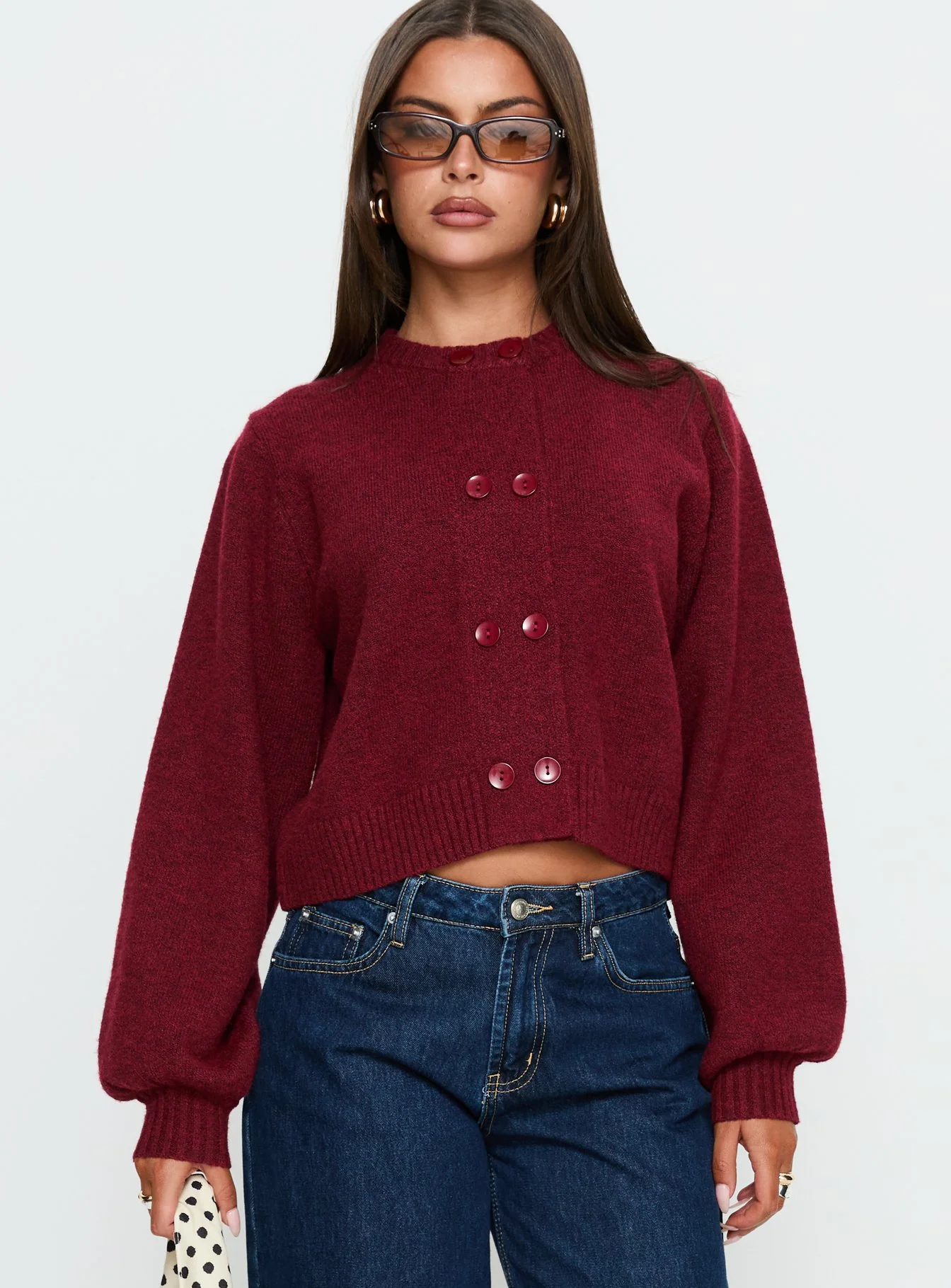 Kammi Button Up Cardigan Red