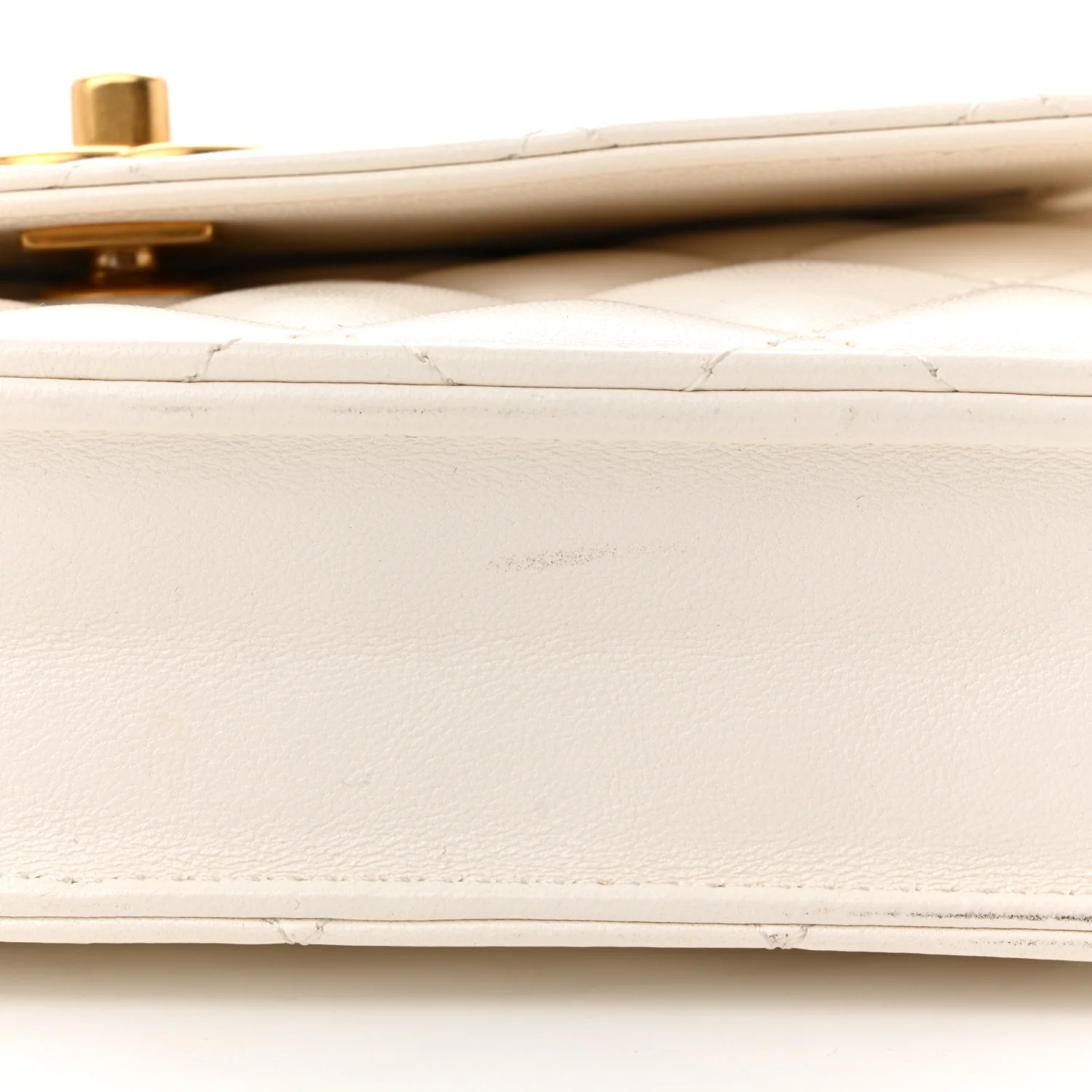 Lambskin Quilted CC Pearl Crush Wallet on Chain WOC White - Top Club