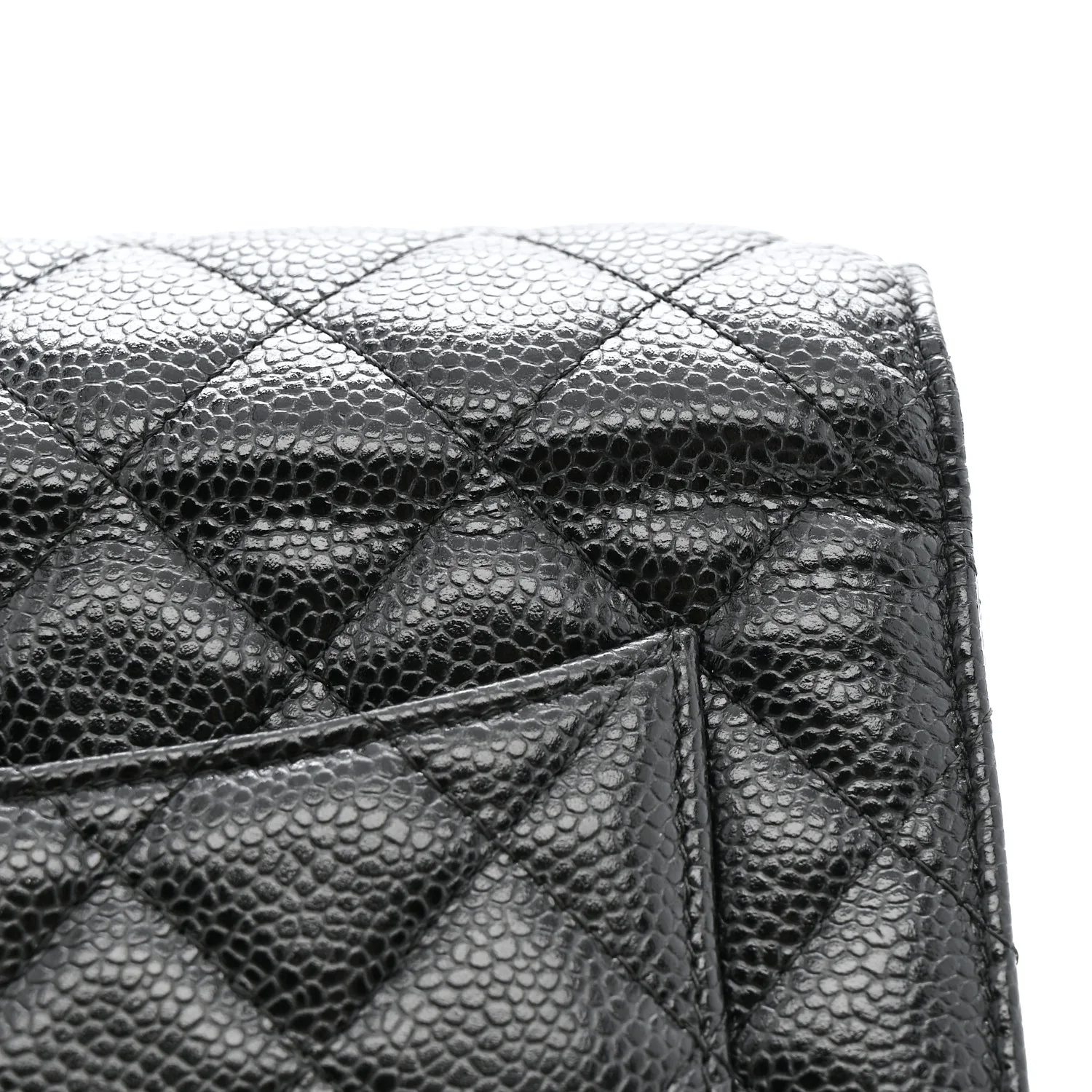 Caviar Quilted Wallet on Chain WOC Black - Top Club