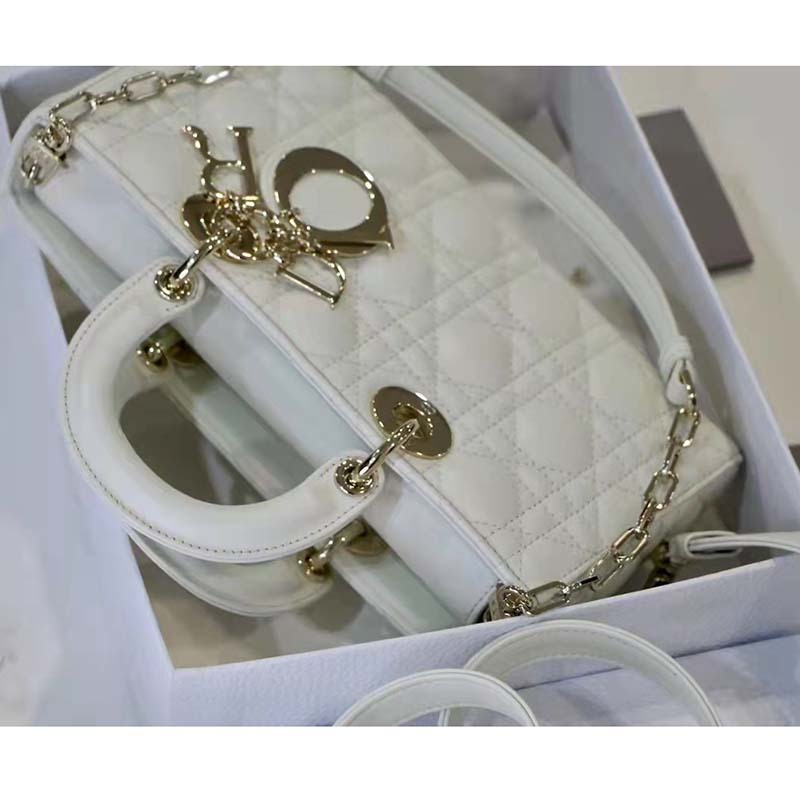 CD Women CD Lady D-Joy Bag Latte Cannage Lambskin - Top Club