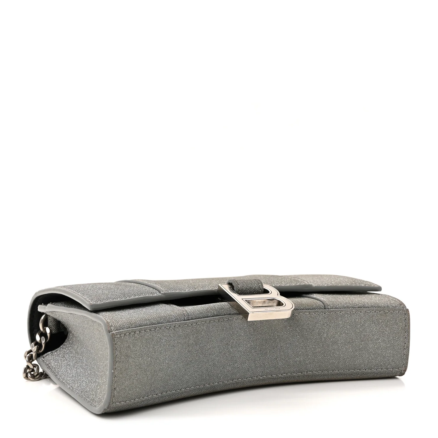Glitter Fabric Hourglass Chain Bag Grey - Top Club