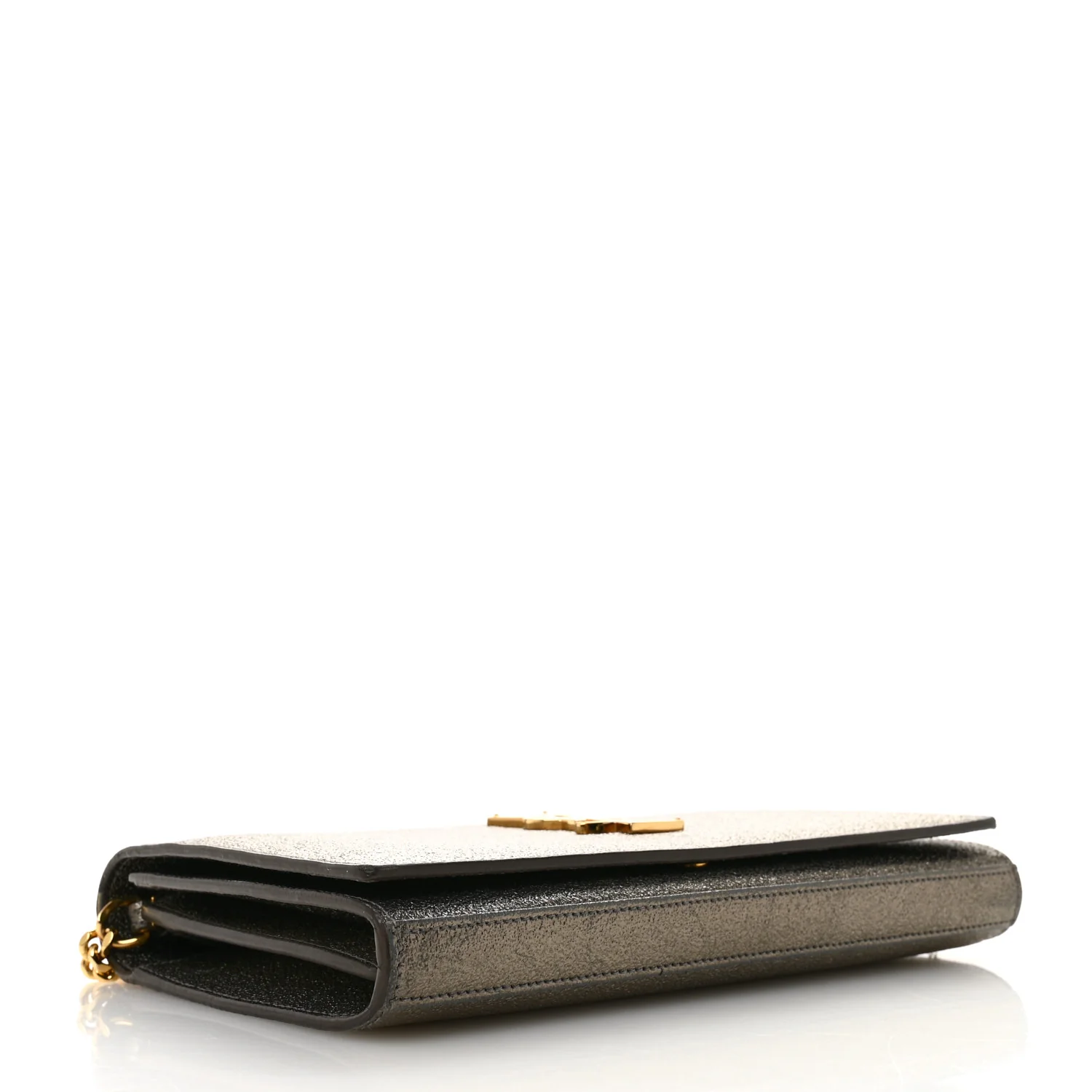 Grained Metallic Calfskin Monogram Chain Wallet Bronze - Top Club