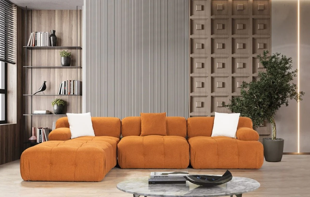 Luxury living room sofa brown 300 x 200 x H. 70 cm - Modular 4-piece corner sofa - Hotel sofa - Living room furniture - Hotel furniture - Luxury furniture