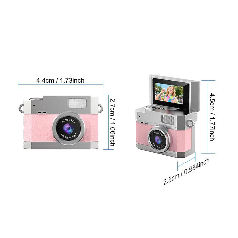 Mini Keychain Digital Camera, Y2K Pocket-Size Mini Camera, Small Camera with Flip Lens, Video Recorder for Travel, Party and Vlog, USB Charging Camera, Camera for Vlogging