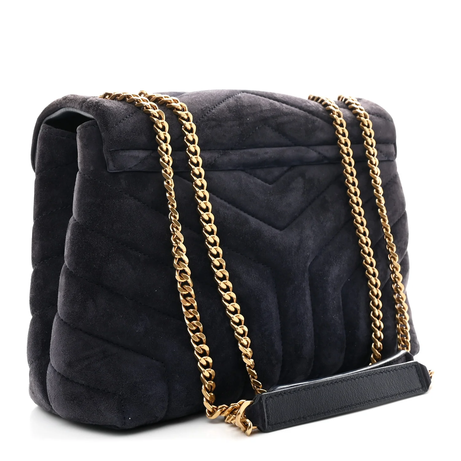 Suede Calfskin Y Quilted Monogram Small Loulou Chain Satchel Deep Marine - Top Club