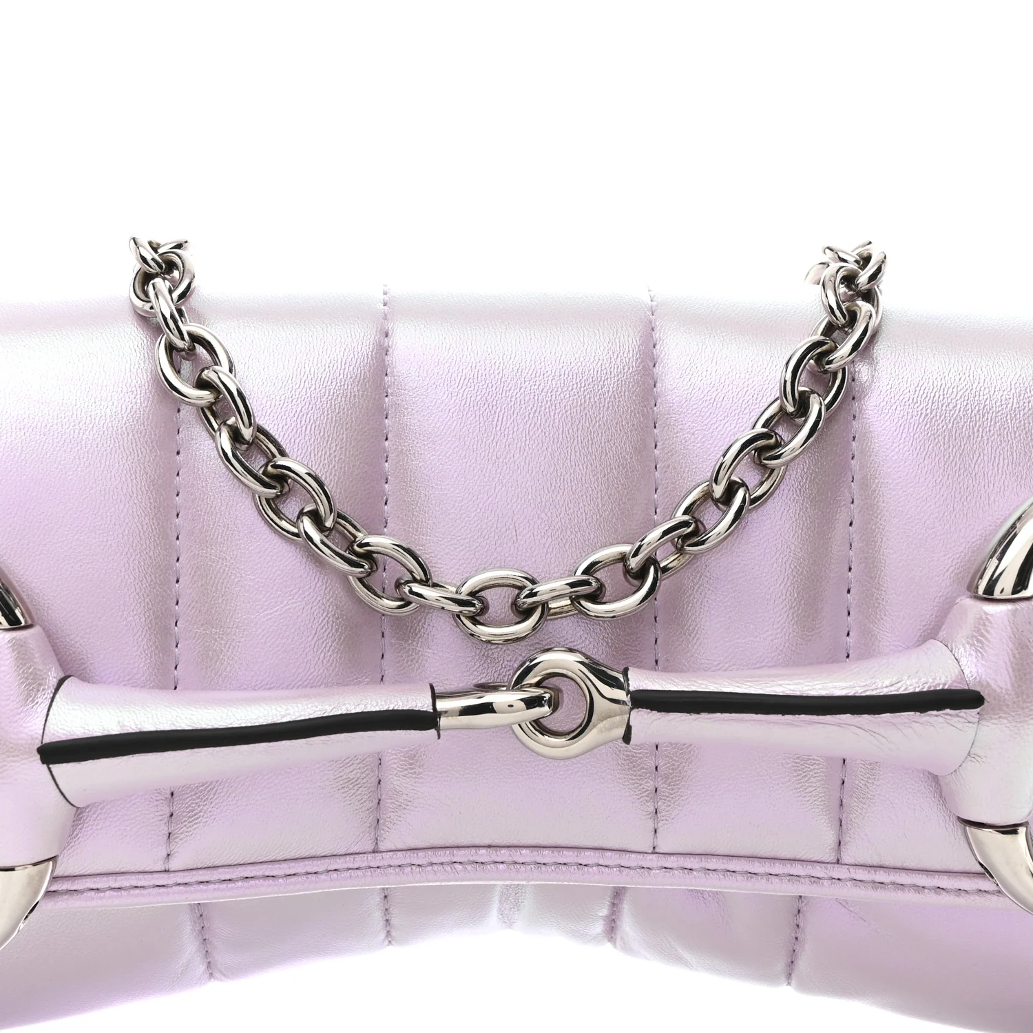 Iridescent Nappa Vertical Matelasse Medium Maxi Horsebit Chain Shoulder Bag Escape Pink - Top Club