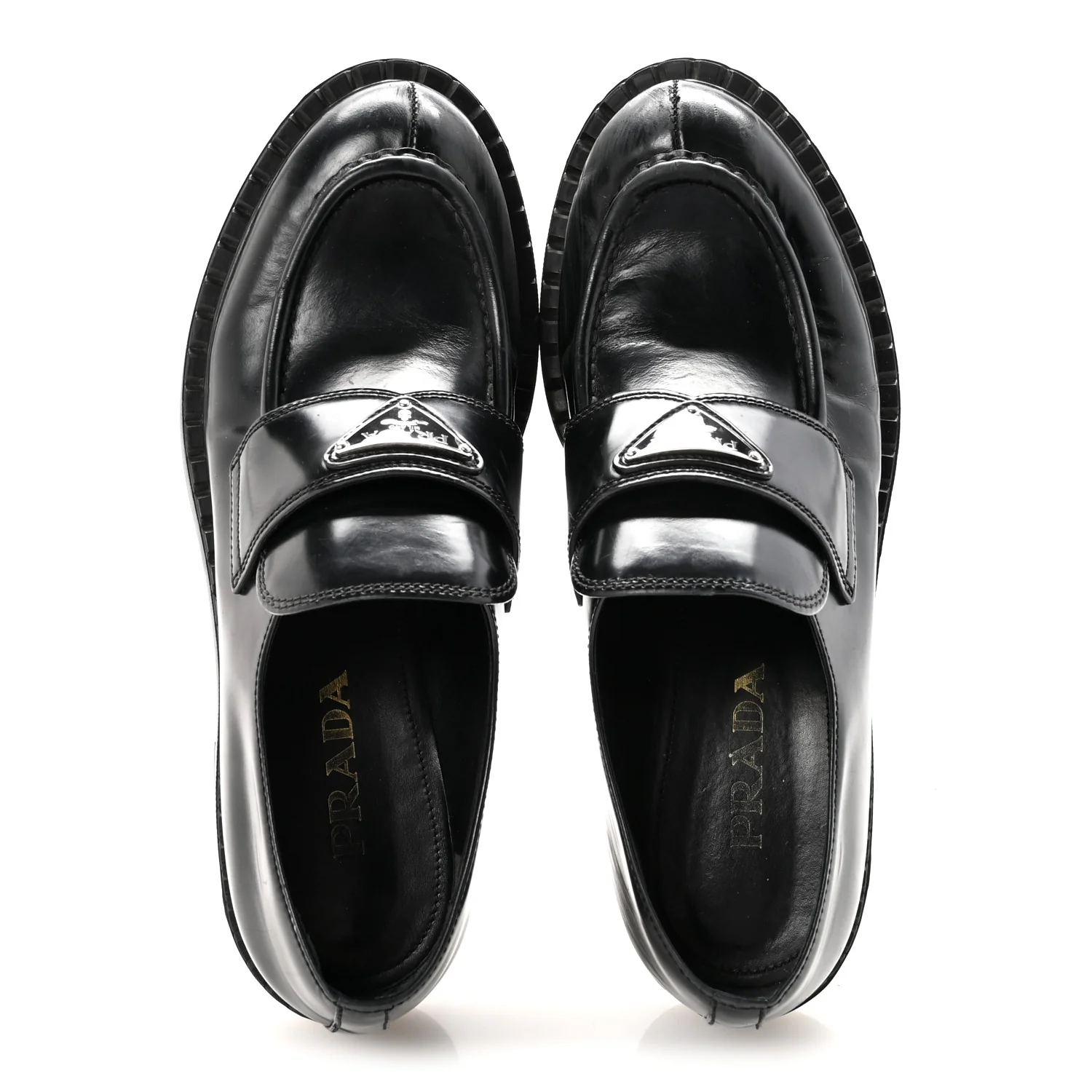 Spazzolato Metal Triangle Logo 50mm Loafers 40 Black