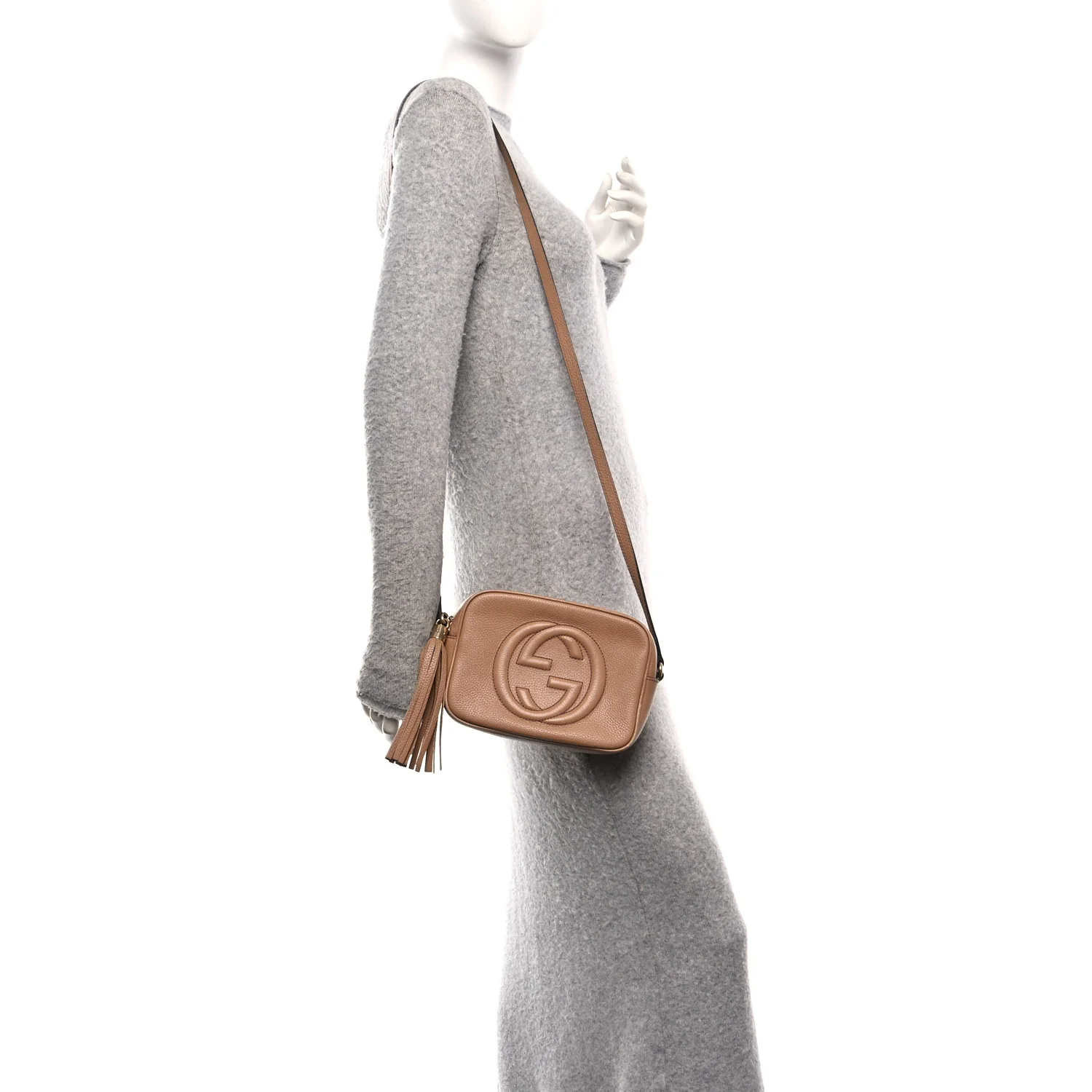 Pebbled Calfskin Small Soho Disco Bag Rose Beige - Top Club