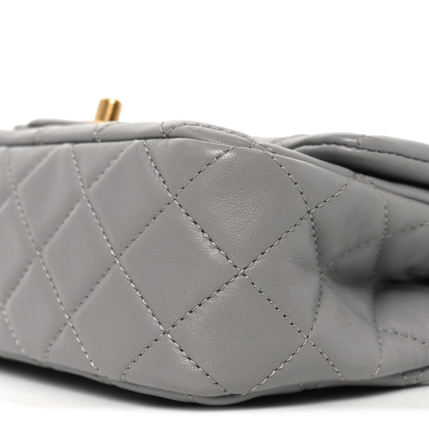 Lambskin Quilted Mini Rectangular Pearl Crush Flap Grey - Top Club