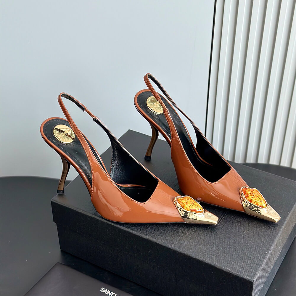 YSL Loulou Slingback Pumps in Patent Leather - Top Club