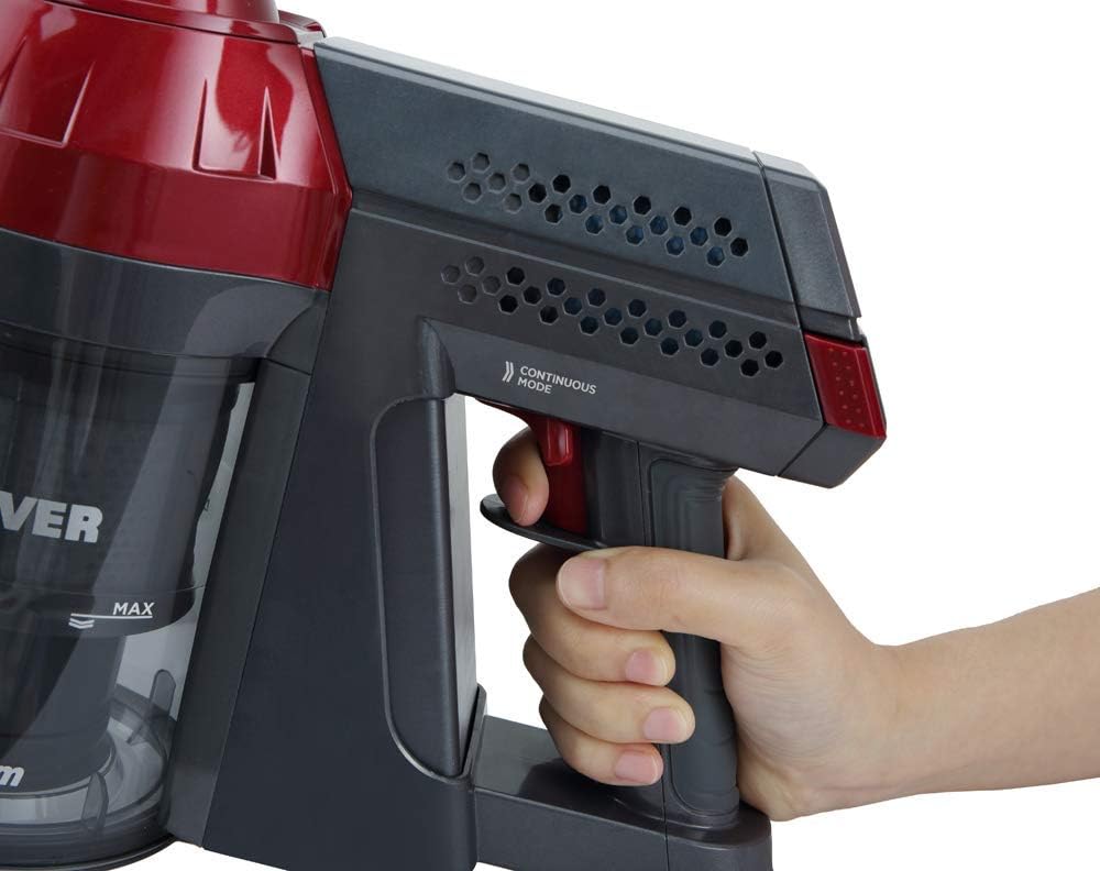 Hoover Freedom FD22RP 011 Scopa Elettrica senza Filo, Tecnologia Ciclonica, Multifunzione, Batteria da 22V, Autonomia 25 Min, Spazzola per Peli Animali, Trattamento Antiallergico, Grigio e Rosso