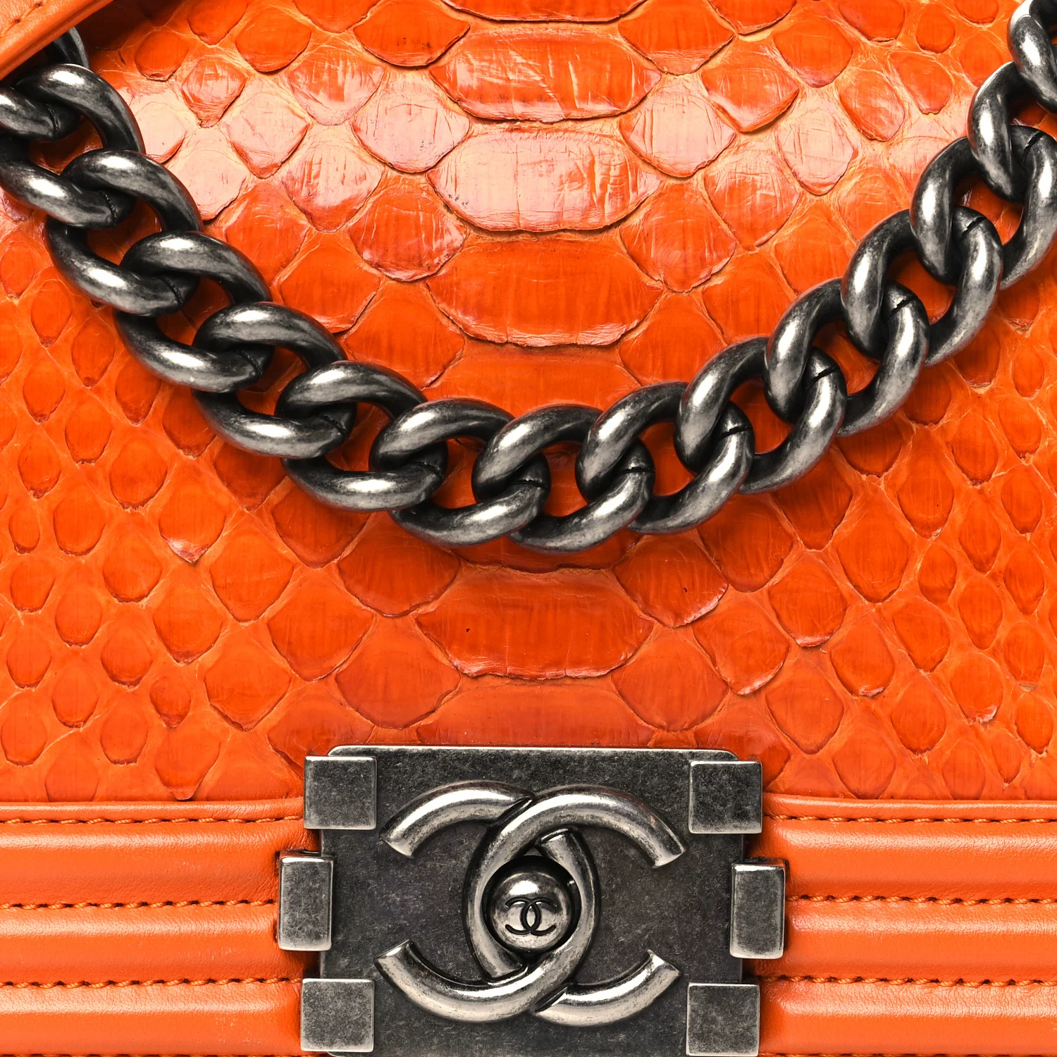 Snakeskin Small Boy Flap Orange - Top Club