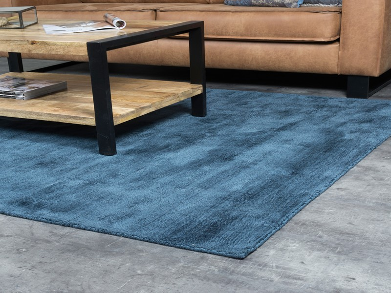 Vloerkleed Viscose - Dark Blue 160x230 cm