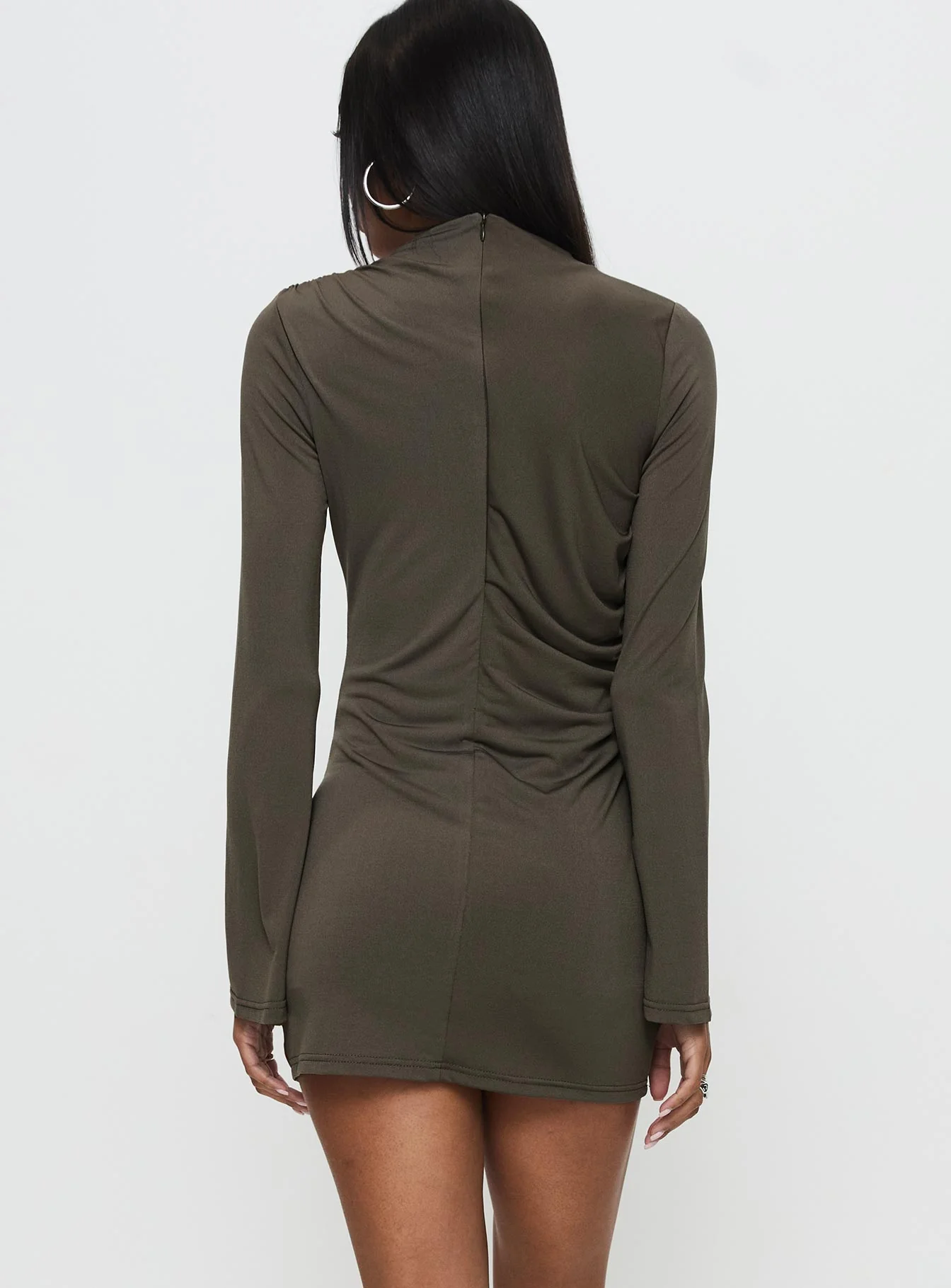 Arte Deco Long Sleeve Mini Dress Mocha