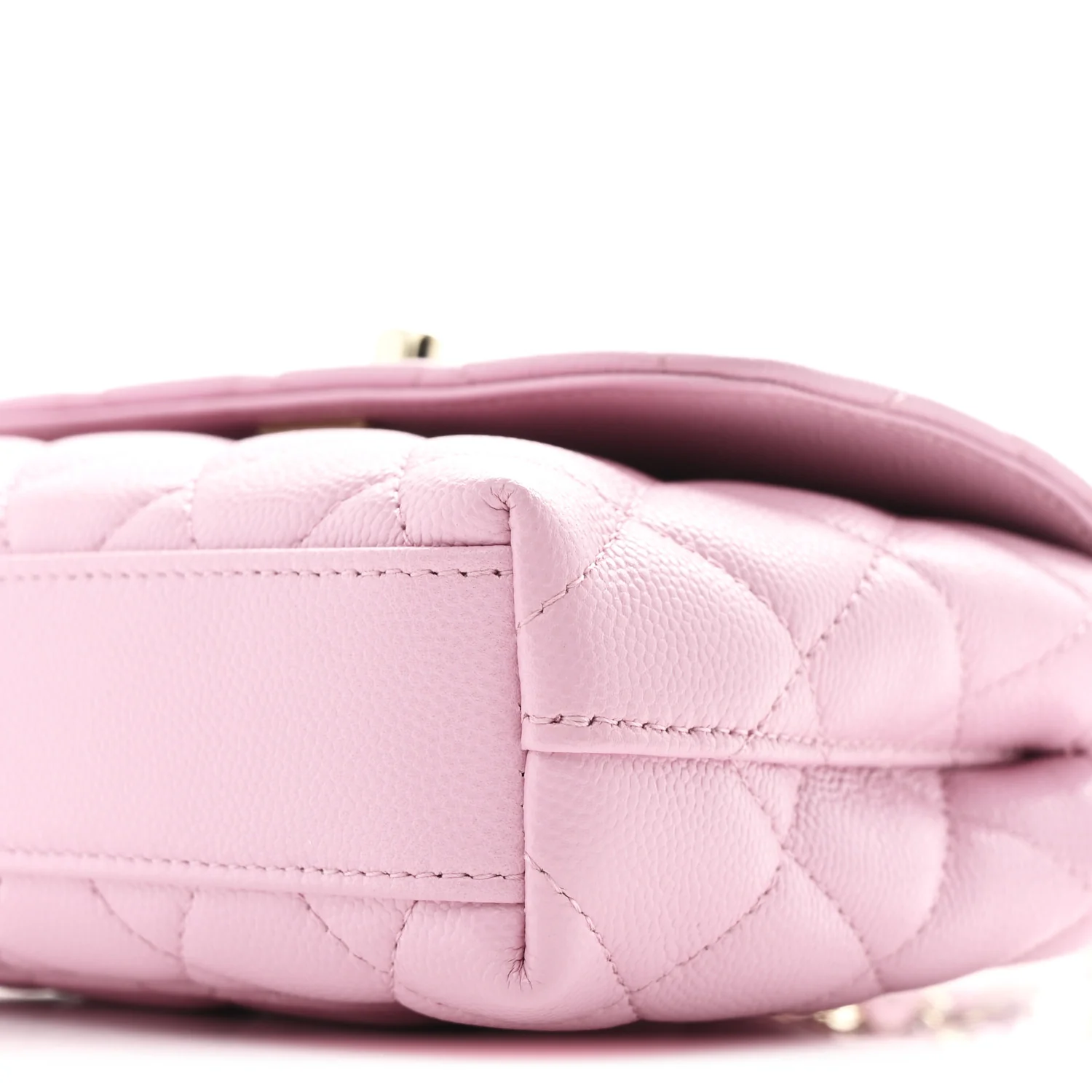 Caviar Quilted Coco Handle Clutch With Chain Pink - Top Club