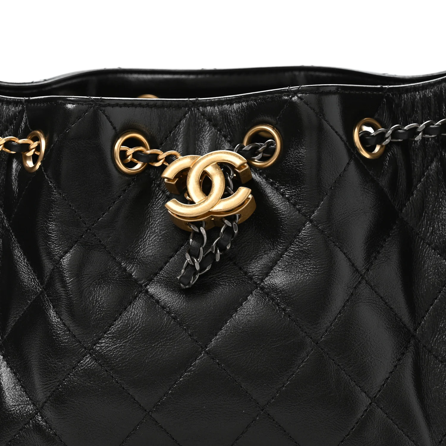 Shiny Crumpled Calfskin Quilted Mini Chanel 25 Handbag Black - Top Club