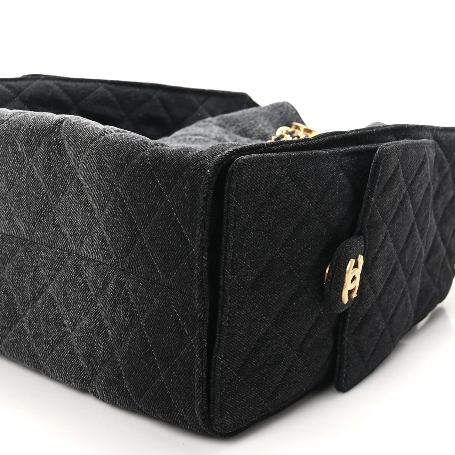 Washed Denim Quilted Medium Chanel 25 Handbag Black - Top Club