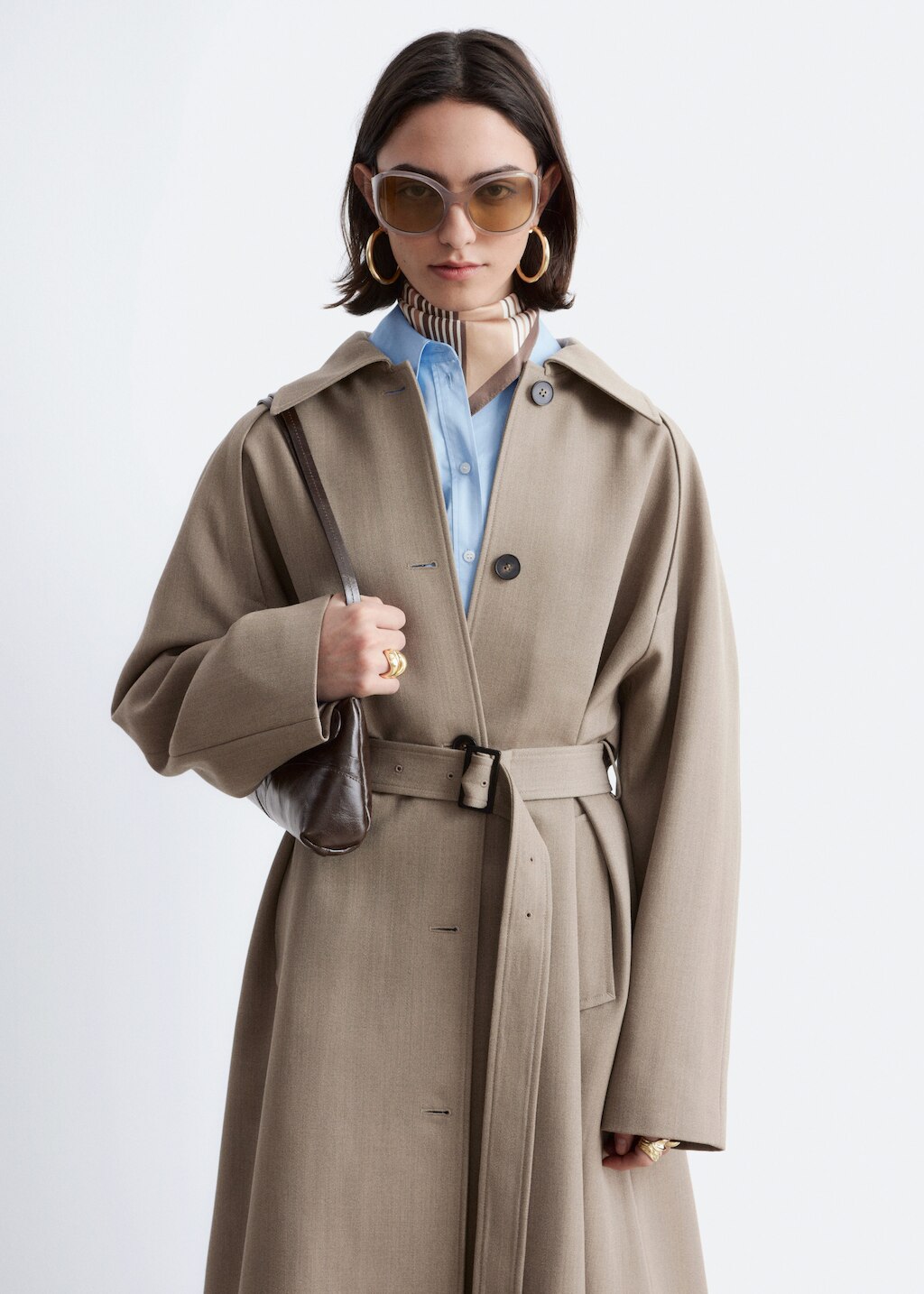 & Other Stories TIE-BELT WOOL TRENCH COAT