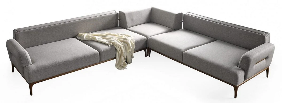 Luxury corner sofa with adjustable backrests gray / brown 325 x 295 x H. 97 cm - living room sofa with sleeping function - living room furniture - luxury furniture - luxury furnishings
