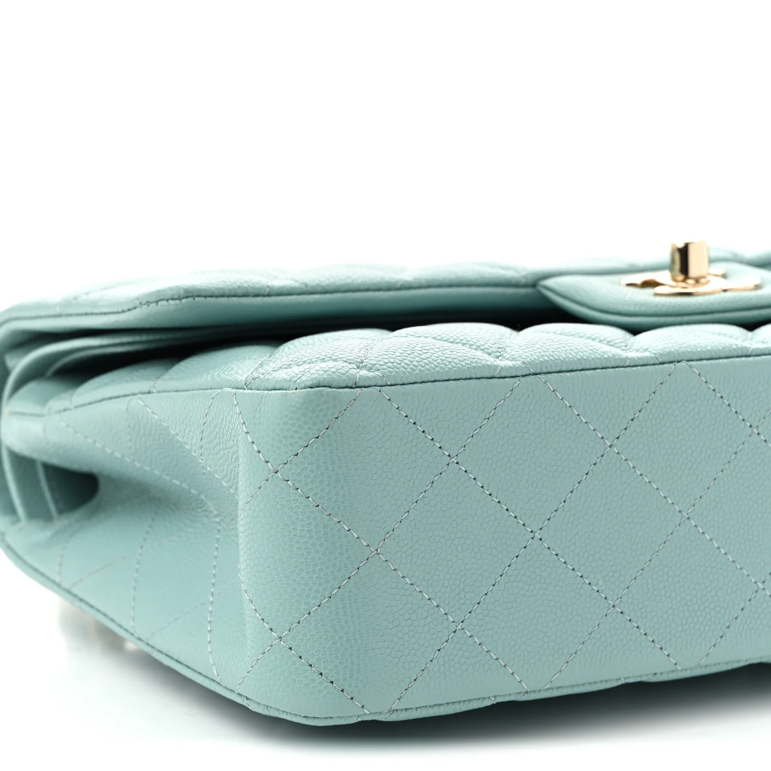 Caviar Quilted Medium Double Flap Light Blue - Top Club