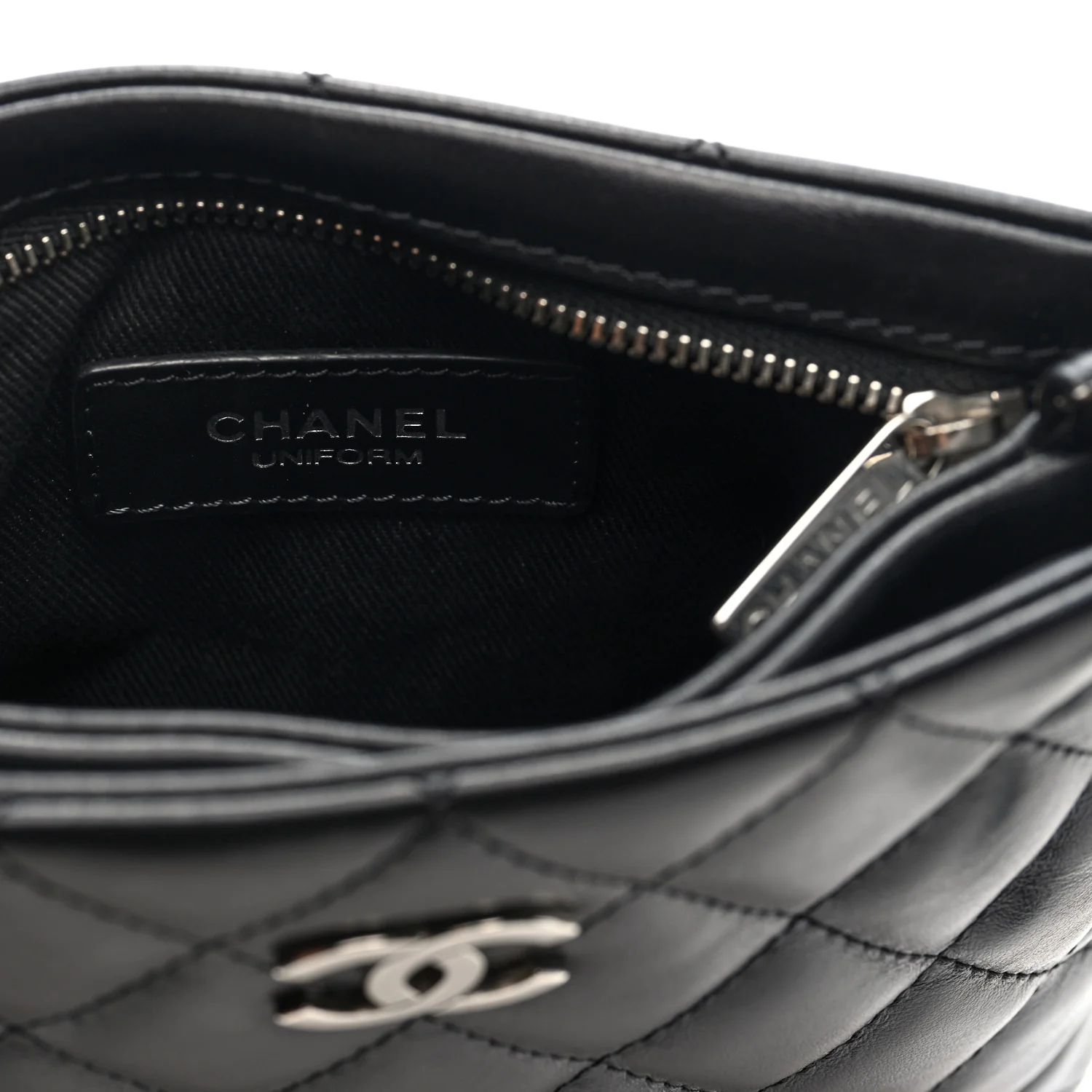 Calfskin Quilted Crossbody Bag Black - Top Club