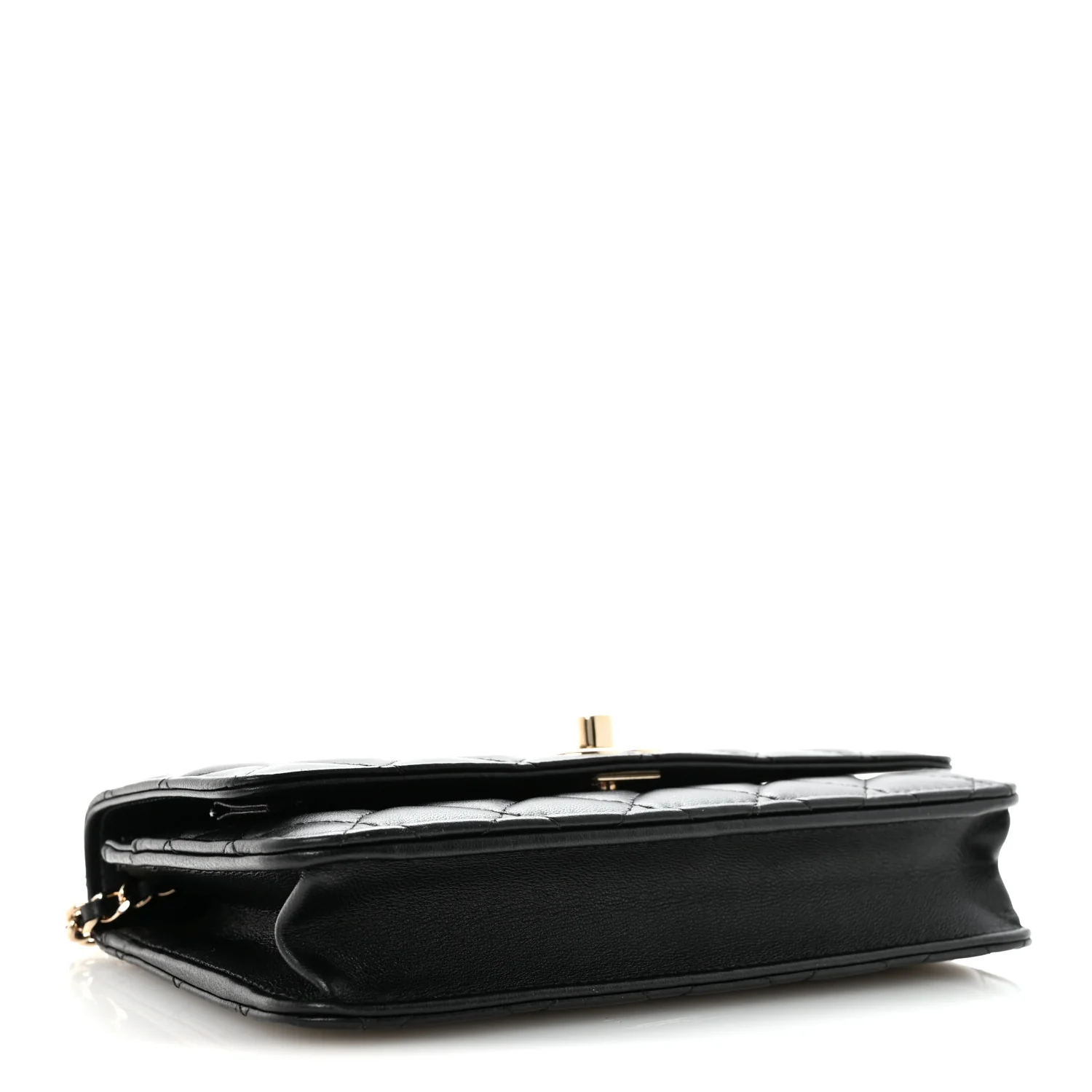 Lambskin Quilted Trendy CC Wallet On Chain WOC Black - Top Club