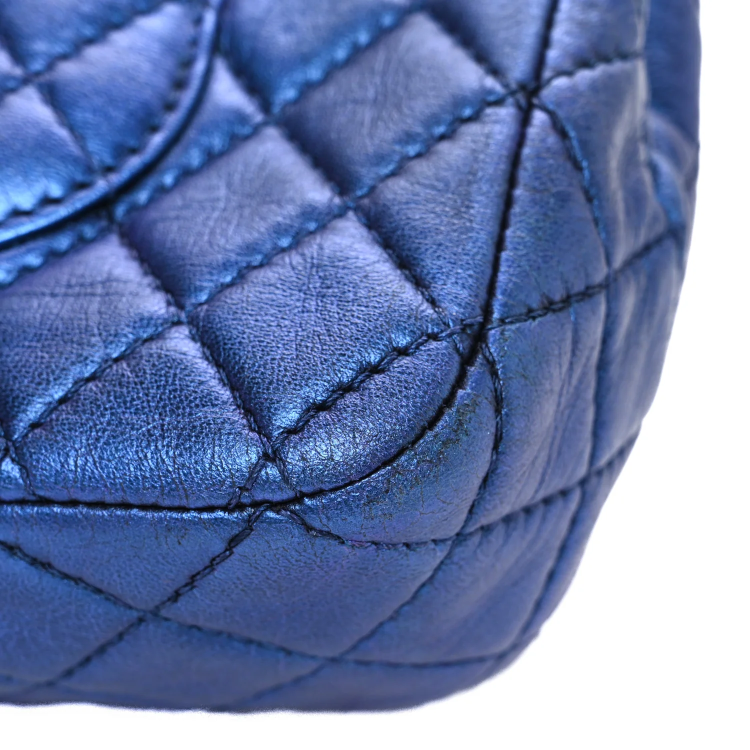 Metallic Lambskin Quilted Medium Double Flap Turquoise - Top Club