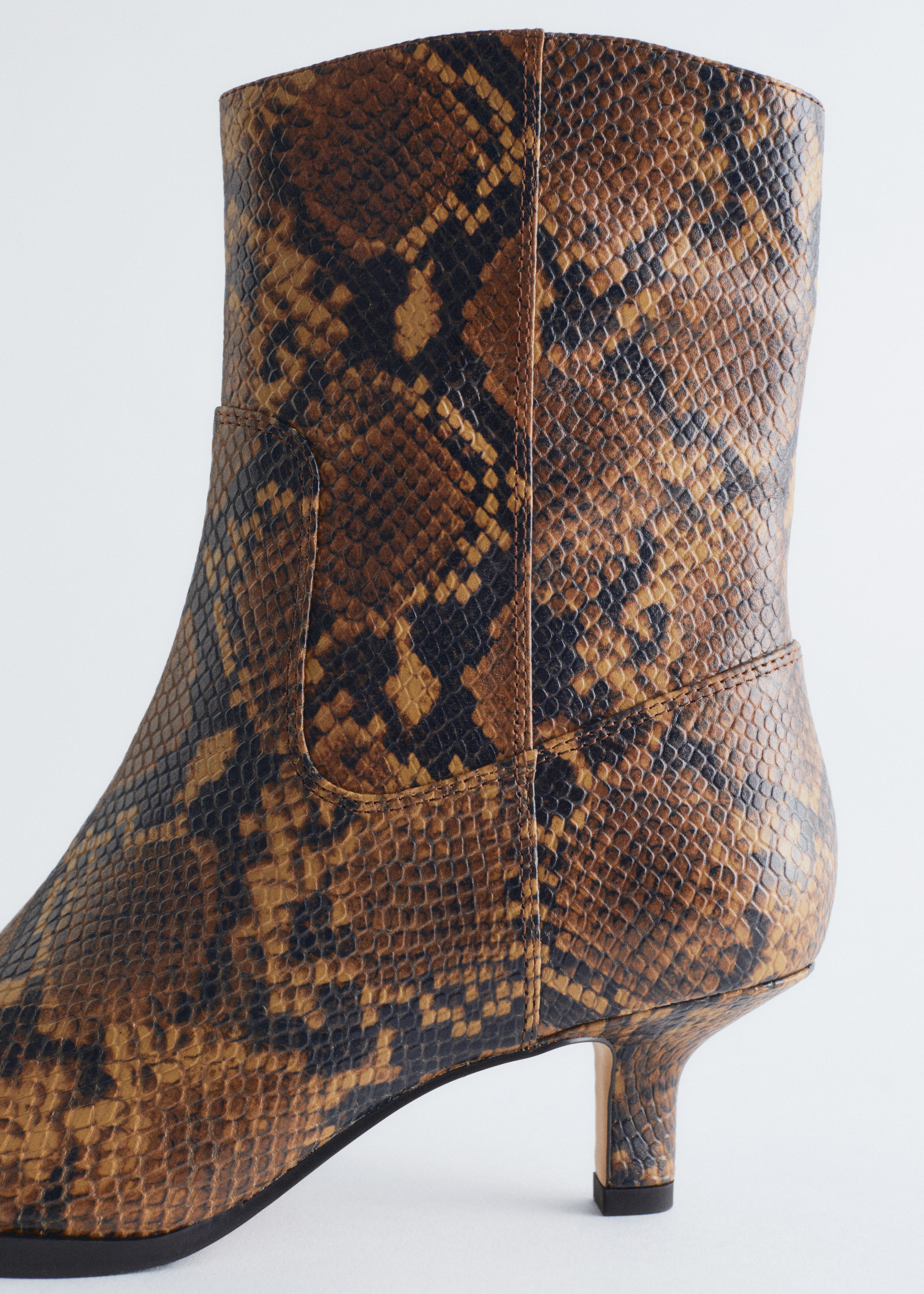& Other Stories KITTEN HEEL SNAKE PRINT ANKLE BOOTS