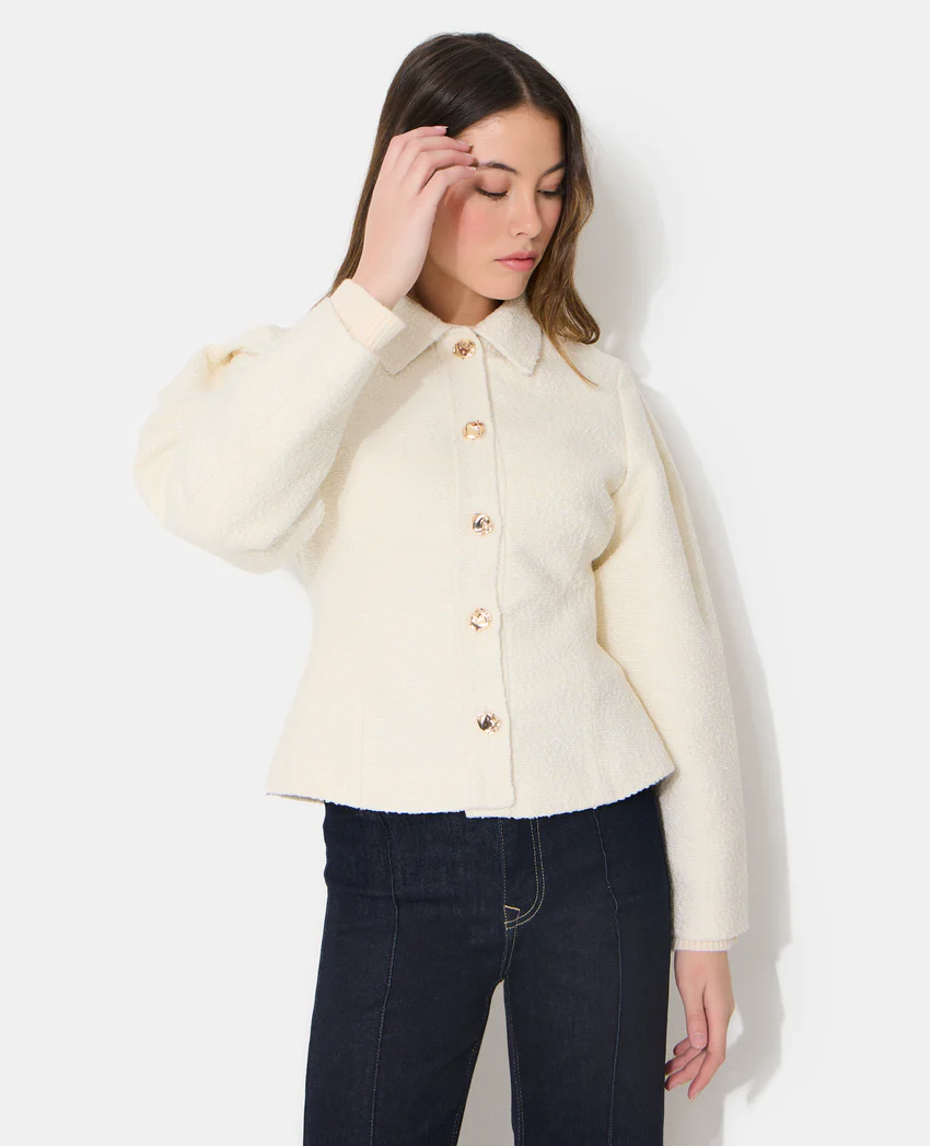 Pimkie Veste cintrée en tweed avec boutons bijoux