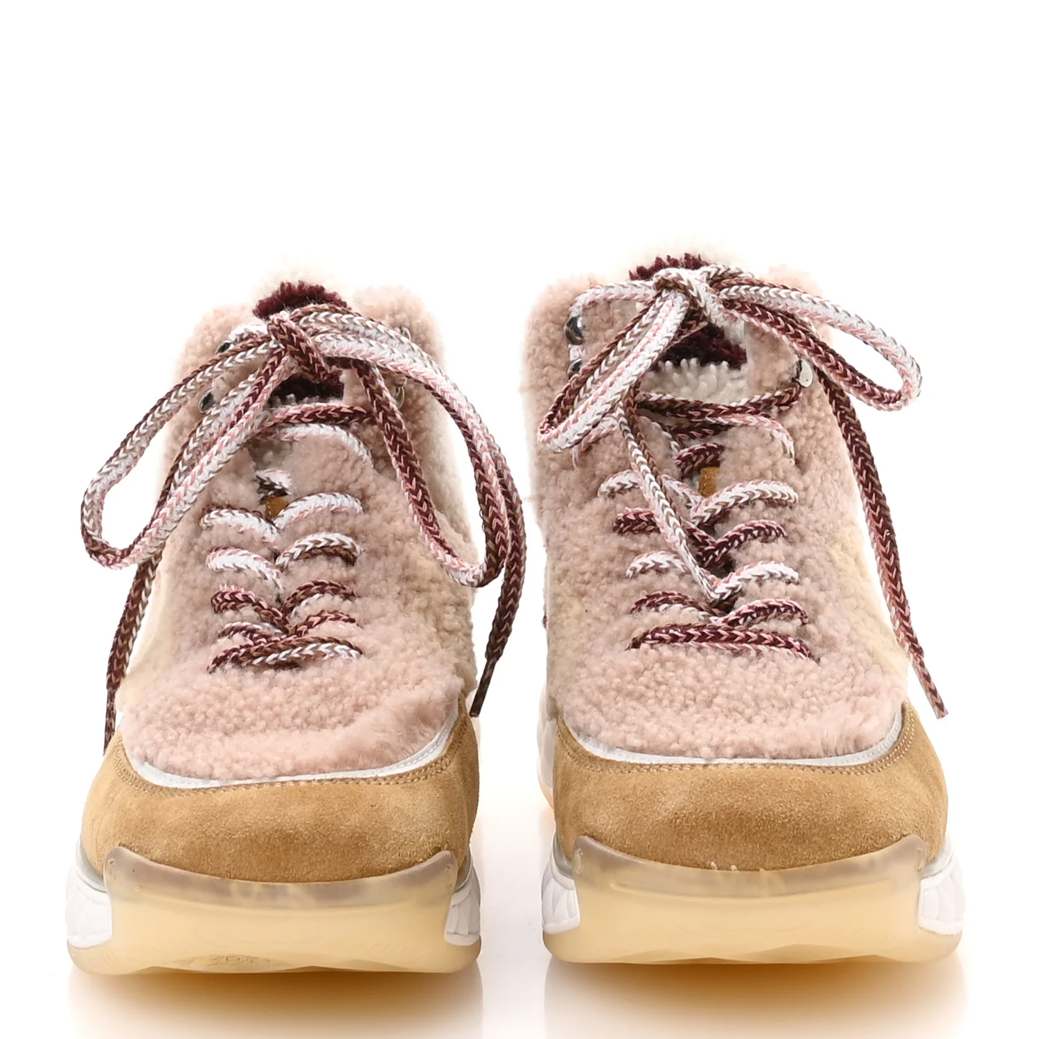 Shearling Suede CC High Top Sneakers 40 White Pink - Top Club