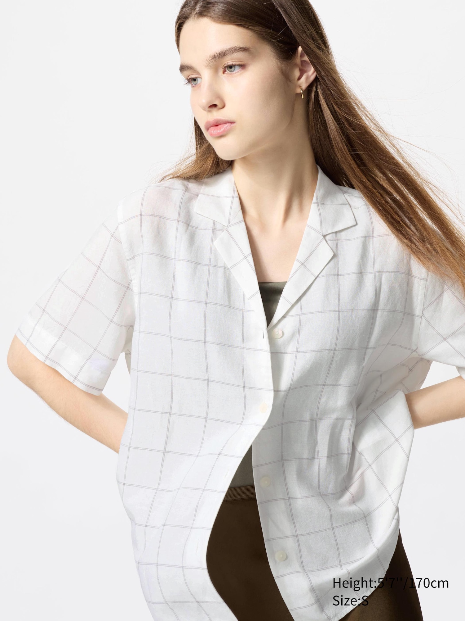 Linen Blend Open Collar Short Sleeve Shirt