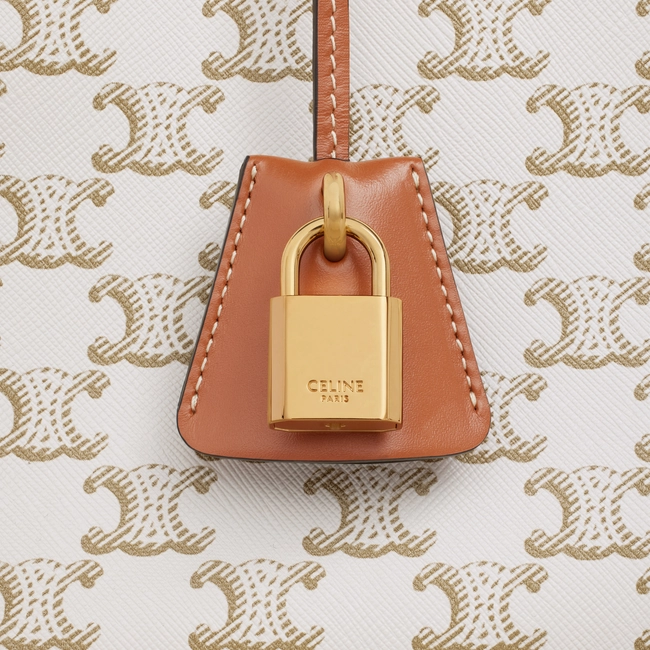 MINI HORIZONTAL CABAS IN TRIOMPHE CANVAS AND CALFSKIN WHITE - Top Club