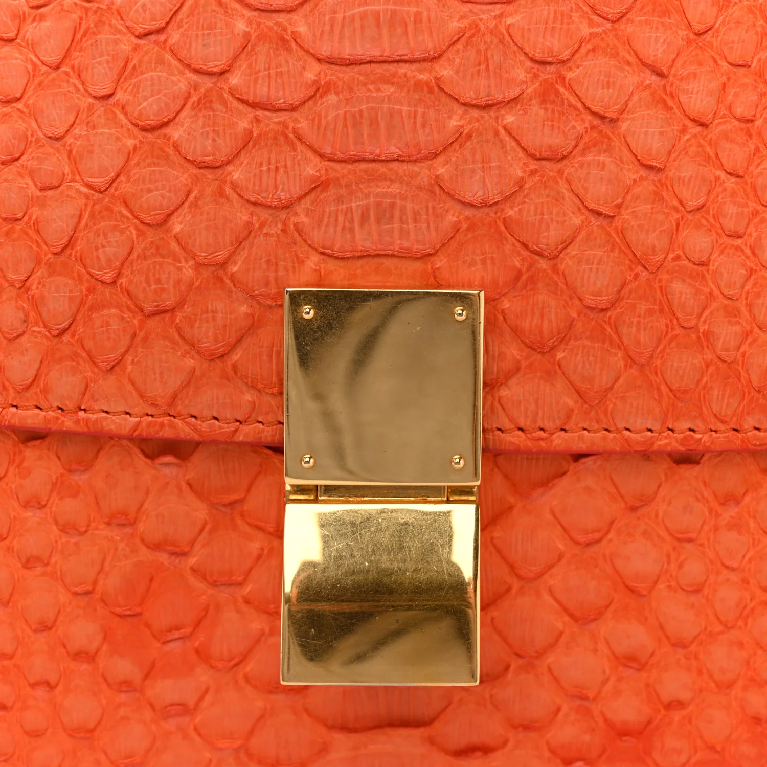 Snakeskin Medium Classic Box Flap Orange - Top Club