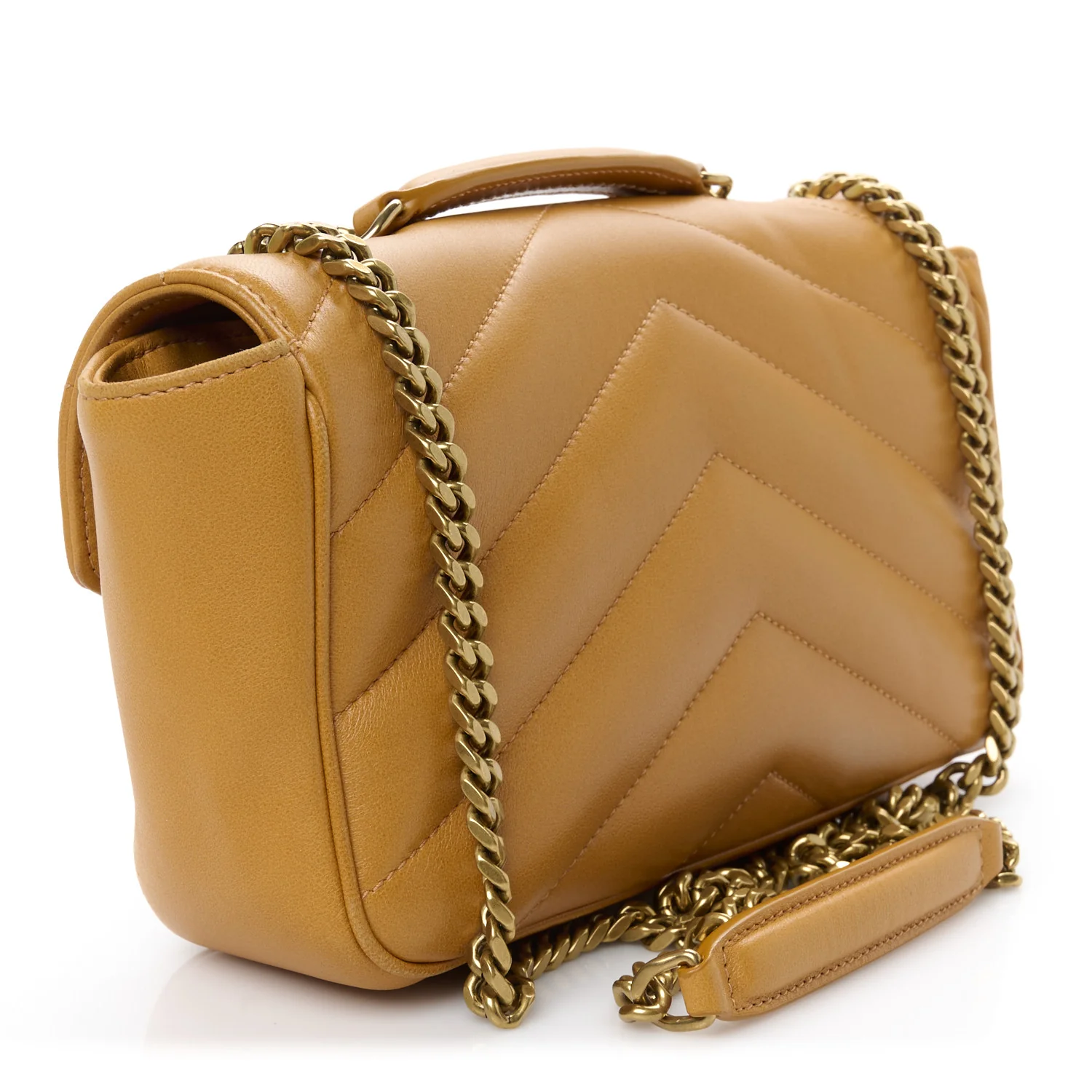 Lambskin Chevron Quilted Small Loulou Bag Sunflower - Top Club