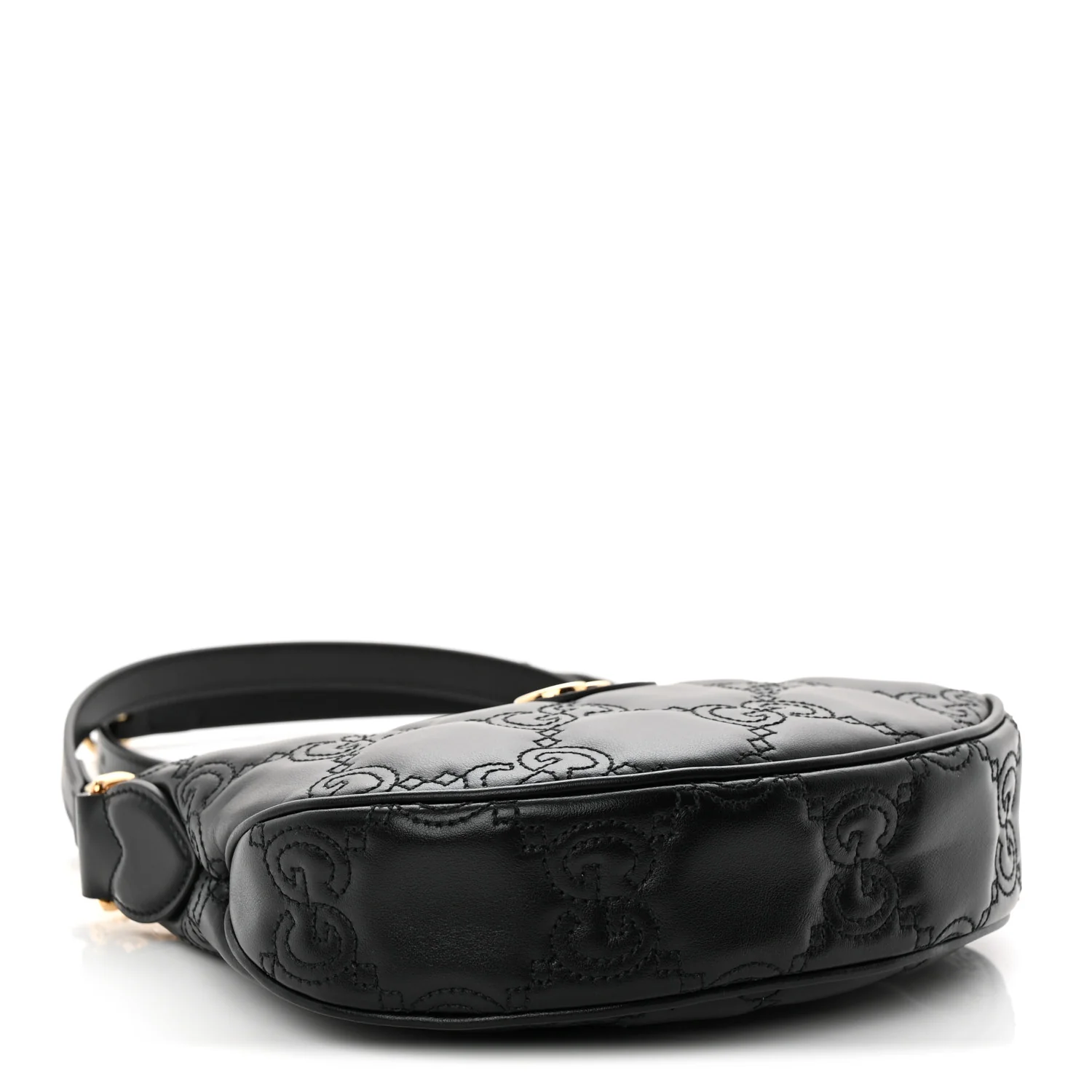 Calfskin GG Matelasse Mini Hobo Shoulder Bag Black - Top Club